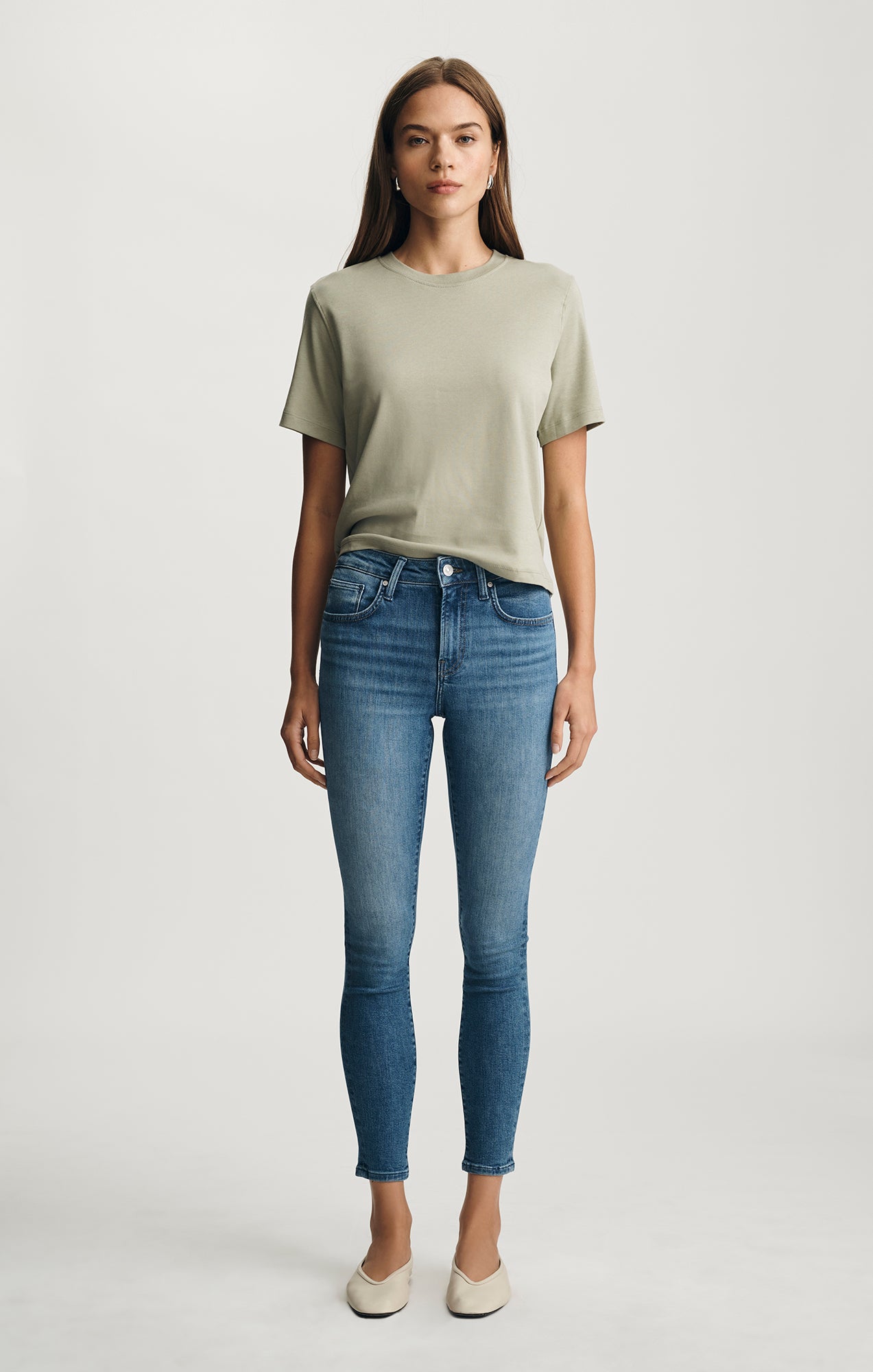 TESS SKINNY IN MID BRUSHED FLEX BLUE - Mavi Jeans