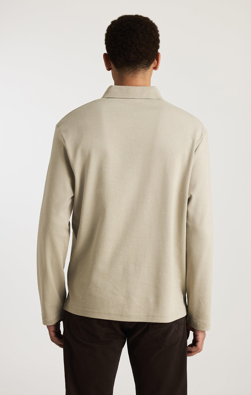 EDITION LONG SLEEVE POLO T-SHIRT IN LONDON FOG
