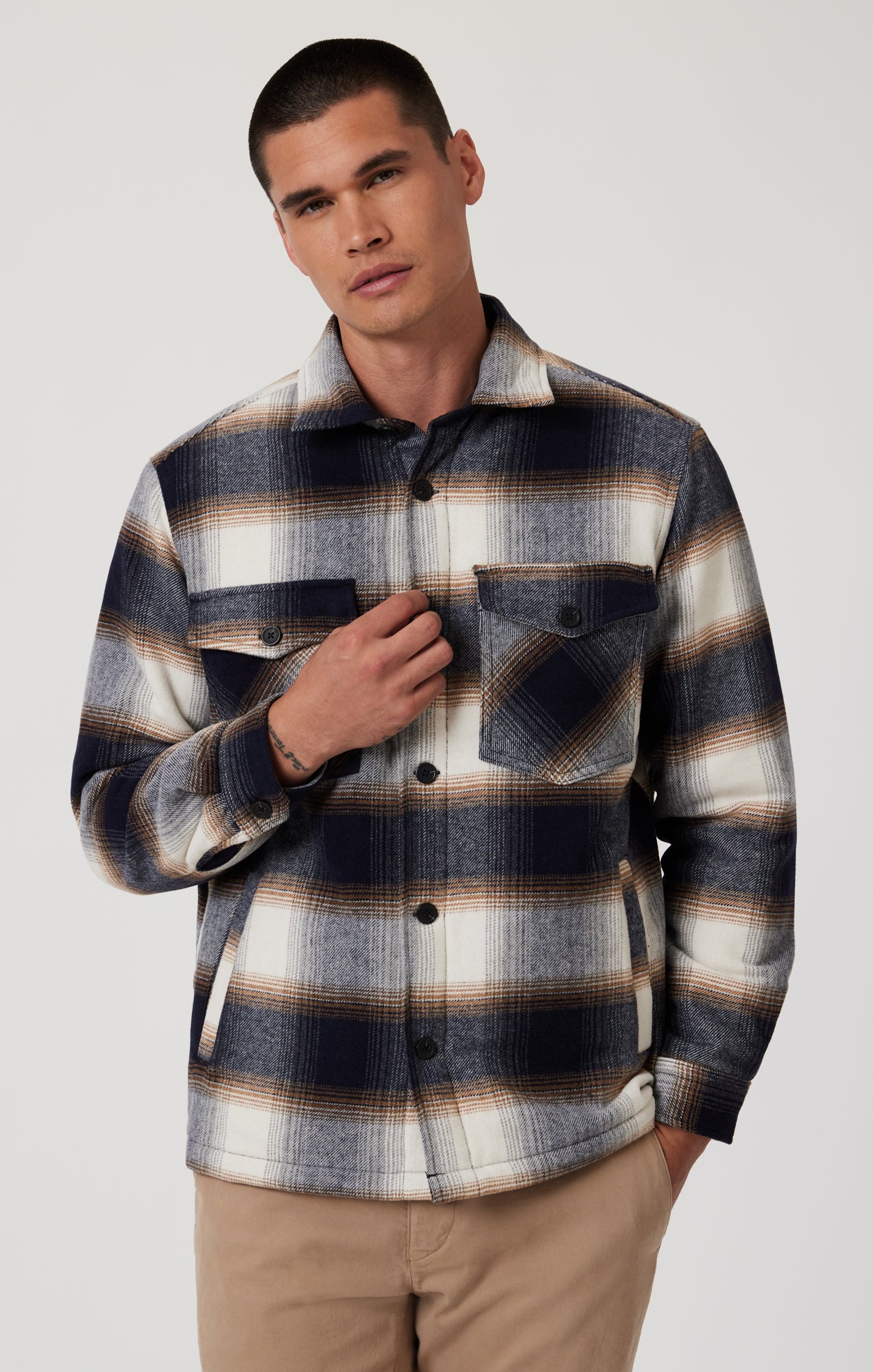 PLAID SHACKET IN BROWN CHECK - Mavi Jeans