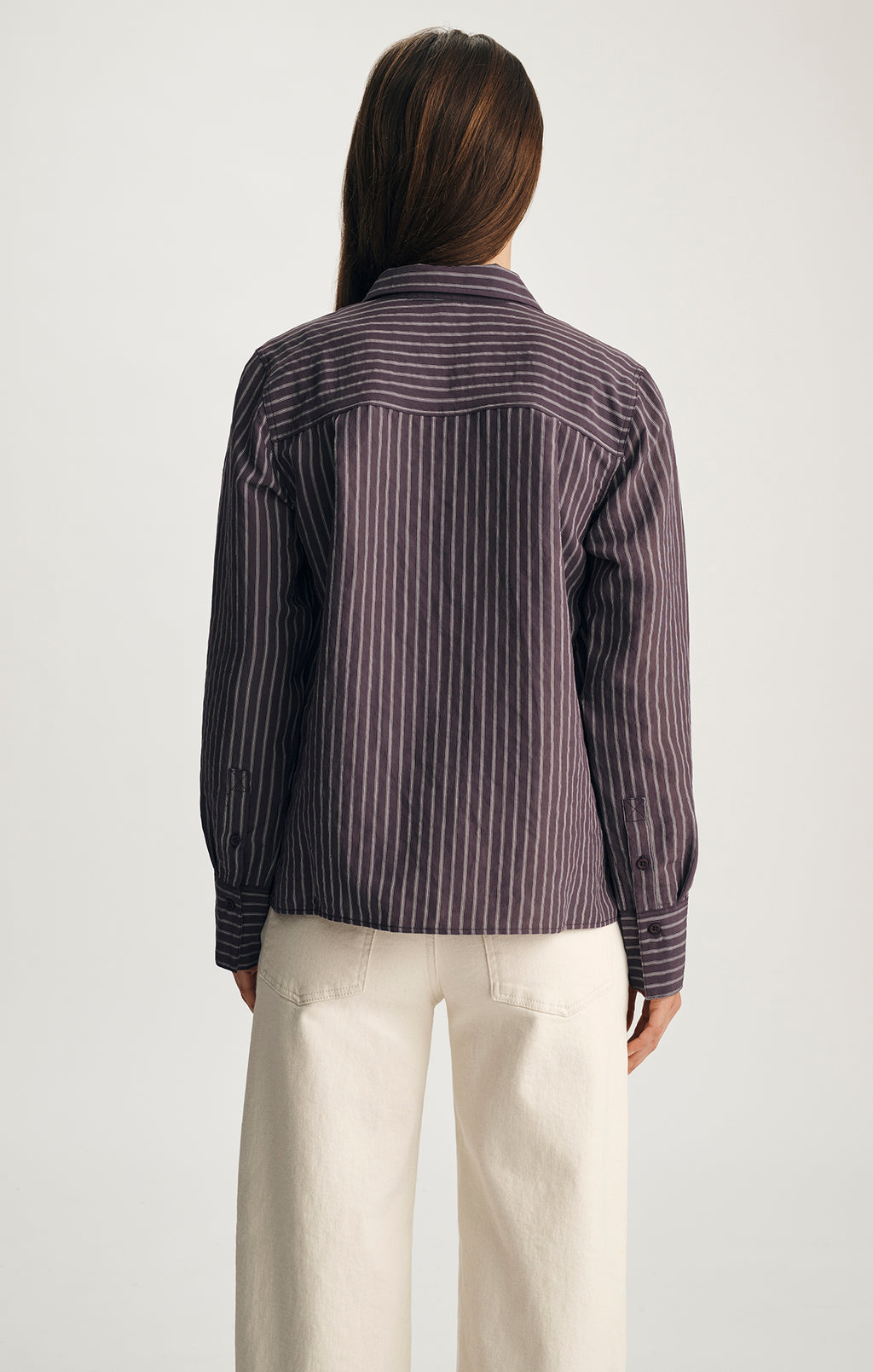 LUXE TOUCH TENCEL™ BUTTON-UP SHIRT IN SWEET GRAPE STRIPE
