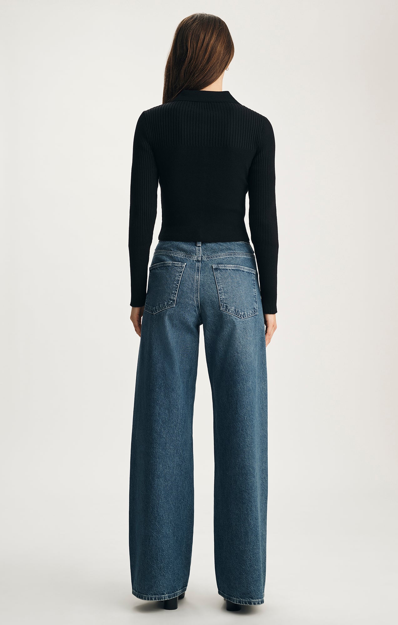 SIENA WIDE LEG IN MID BLUE EMBELLISHED DENIM