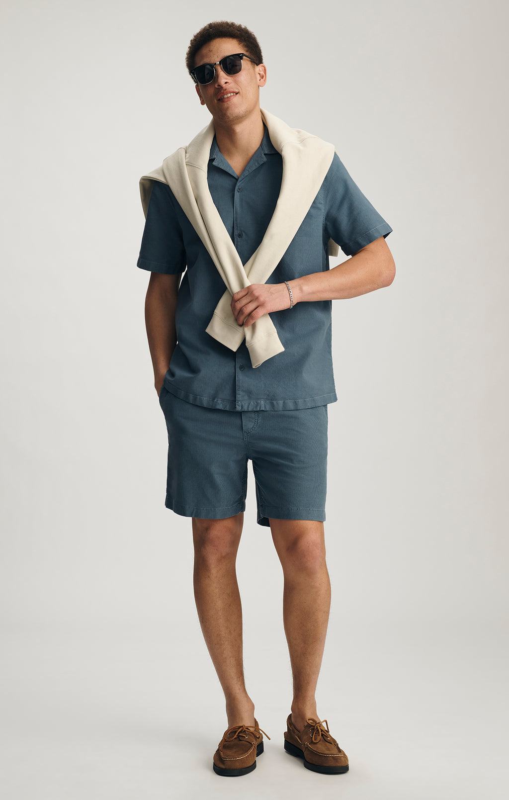 CAMP COLLAR SHORT SLEEVE SHIRT IN FLINT STONE - Mavi Jeans
