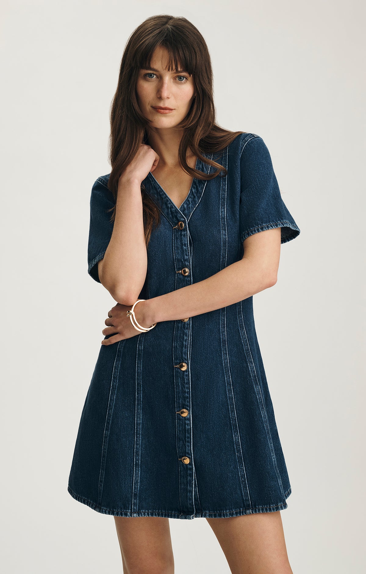 Mavi Women's Kristy Denim Dress In Dark Gold Premium