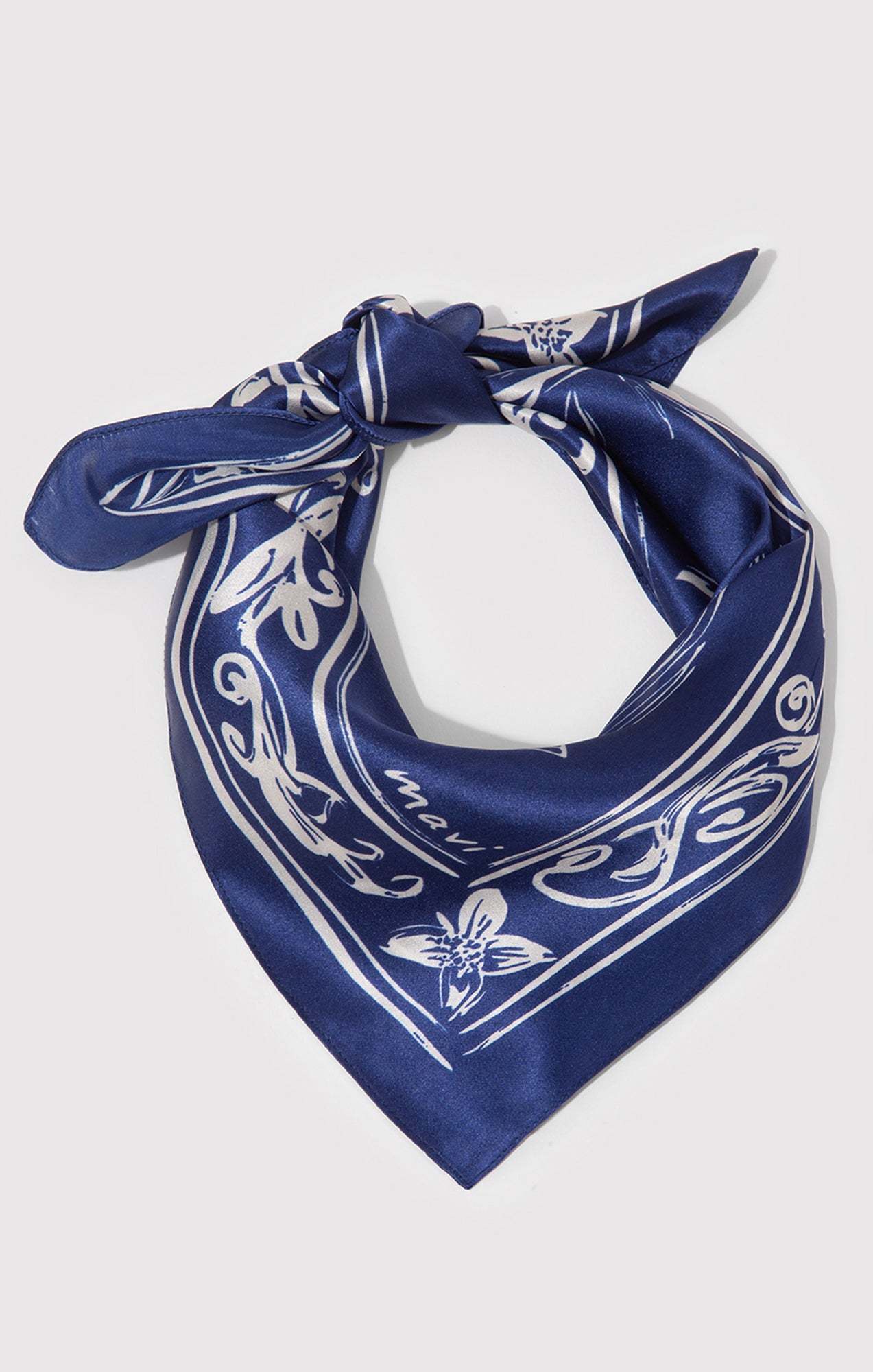 SMALL SILK PICNIC BANDANA IN NAVY BLUE - Mavi Jeans