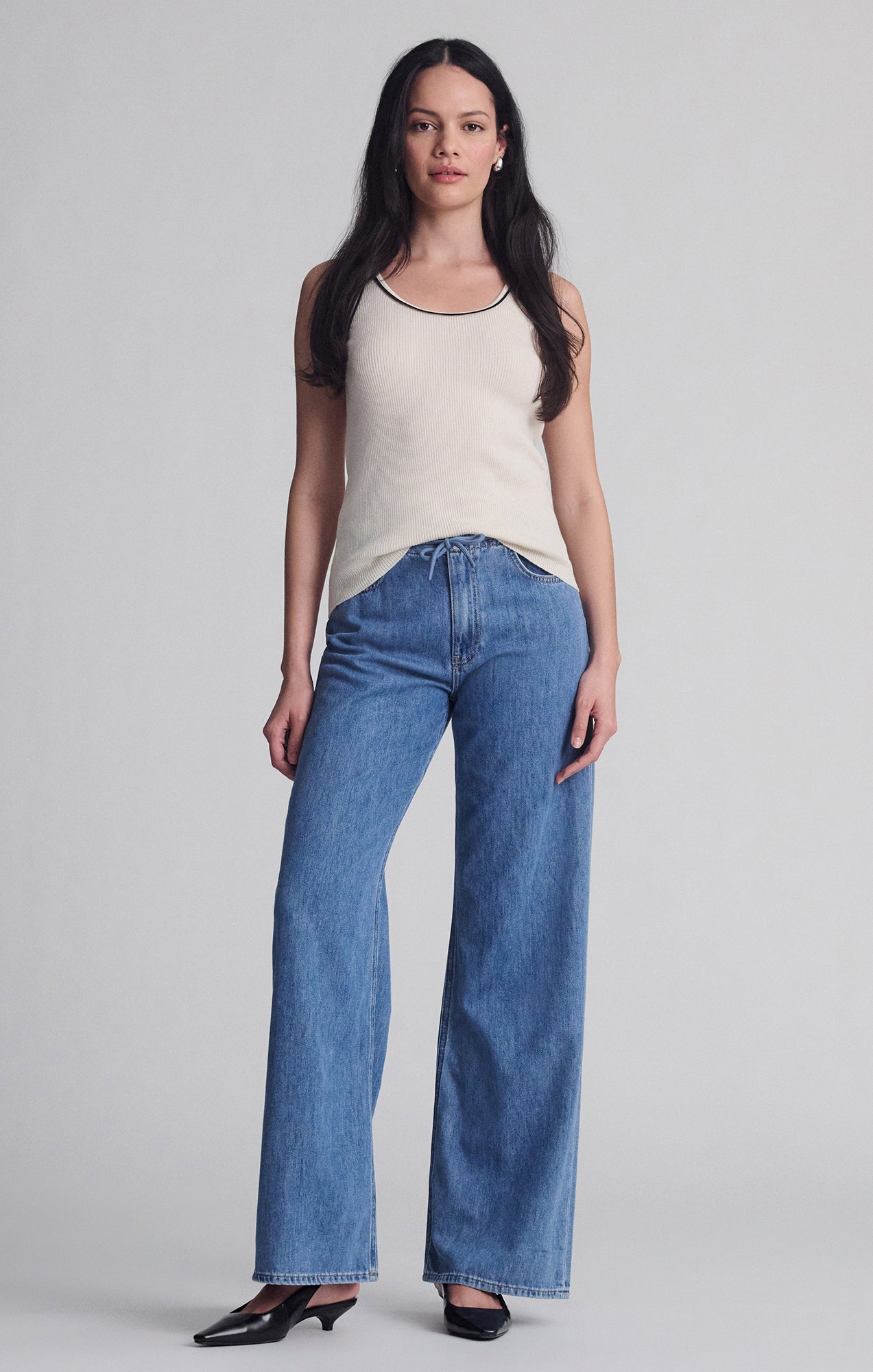 SCOOP NECK TANK TOP IN SEEDPEARL - Mavi Jeans