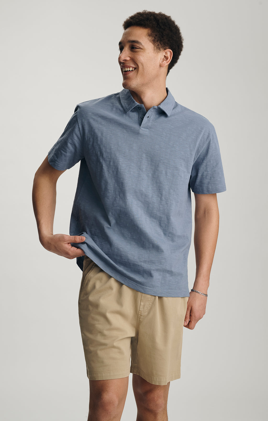 SLUB POLO T-SHIRT IN FLINT STONE - Mavi Jeans