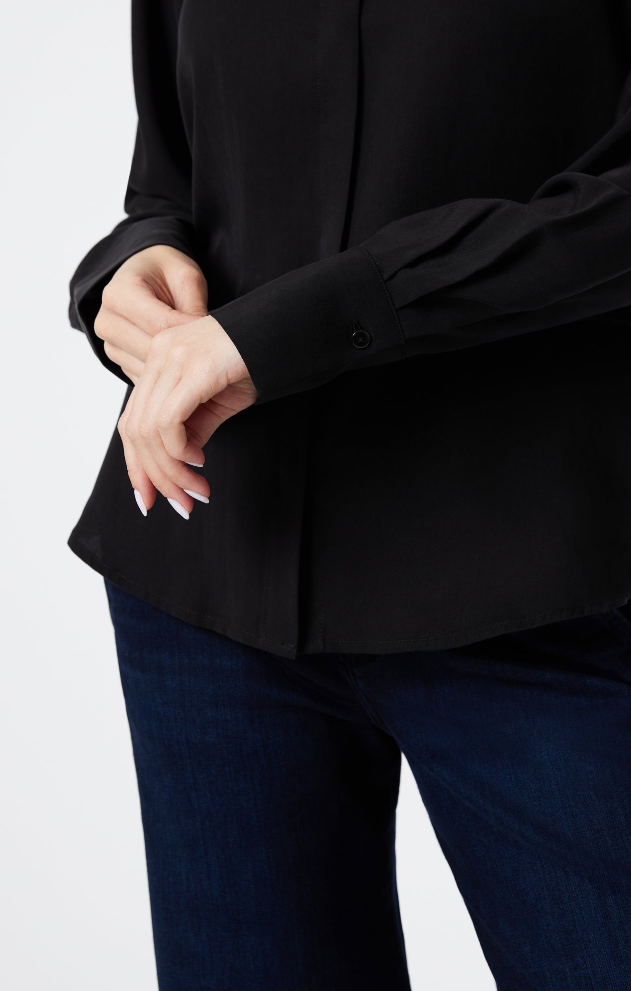 LONG SLEEVE TENCEL SHIRT IN BLACK - Mavi Jeans