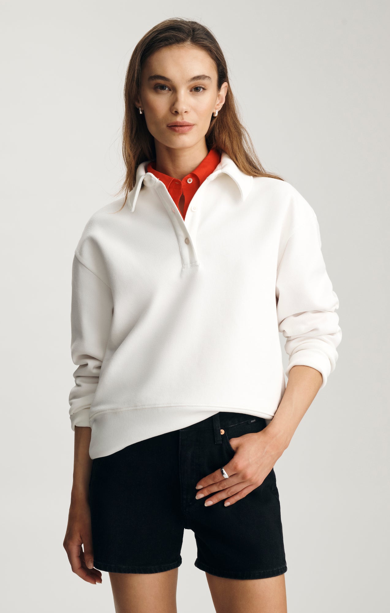 PIQUE POLO SWEATSHIRT IN ANTIQUE WHITE - Mavi Jeans