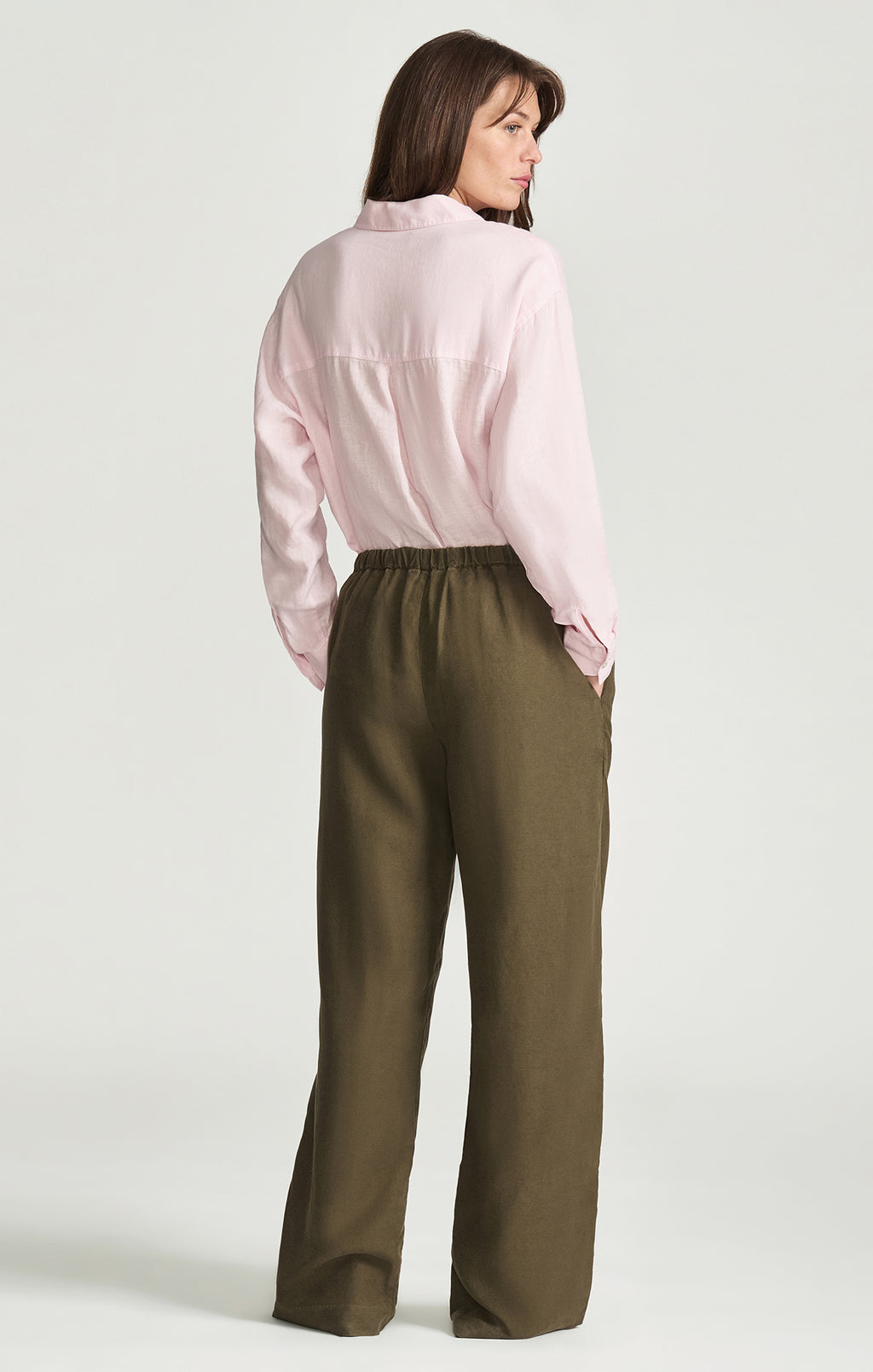 MARCELA WIDE LEG IN MILITARY GREEN LINEN - Mavi Jeans