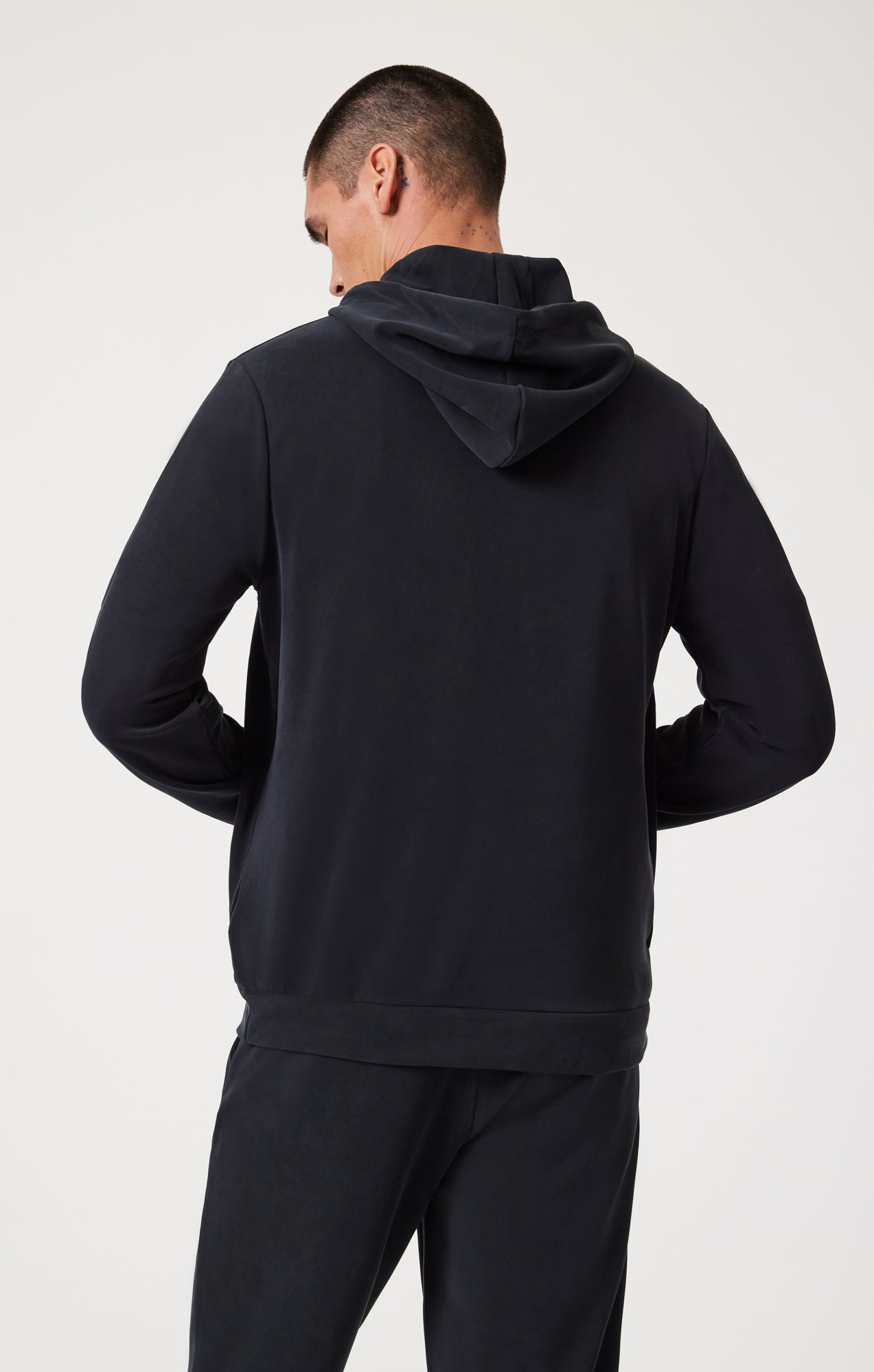 QUARTER ZIP HOODIE IN JET BLACK - Mavi Jeans