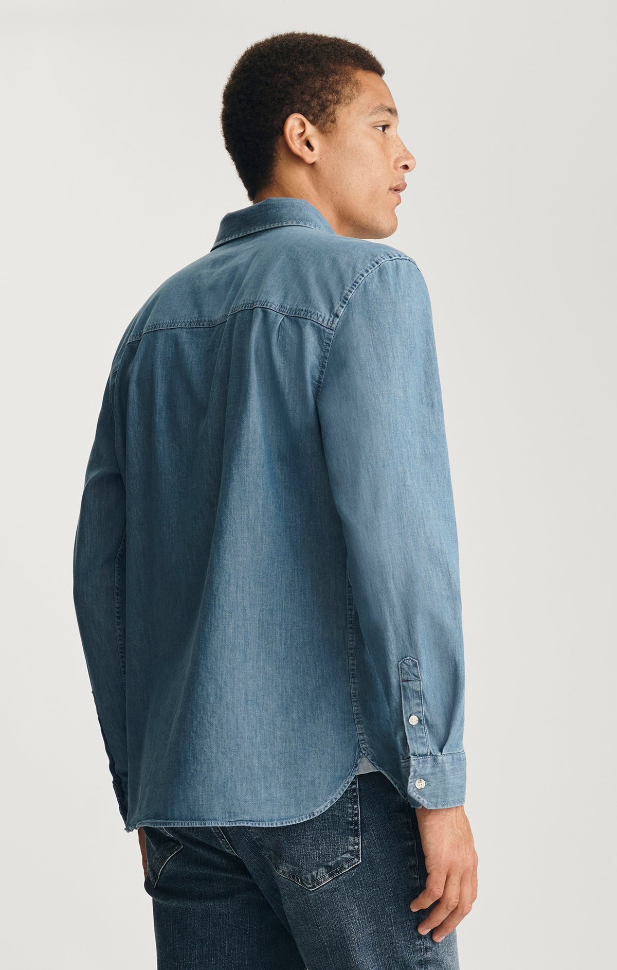 Mavi Men's Long Sleeve Button-Up Shirt In Light Blue