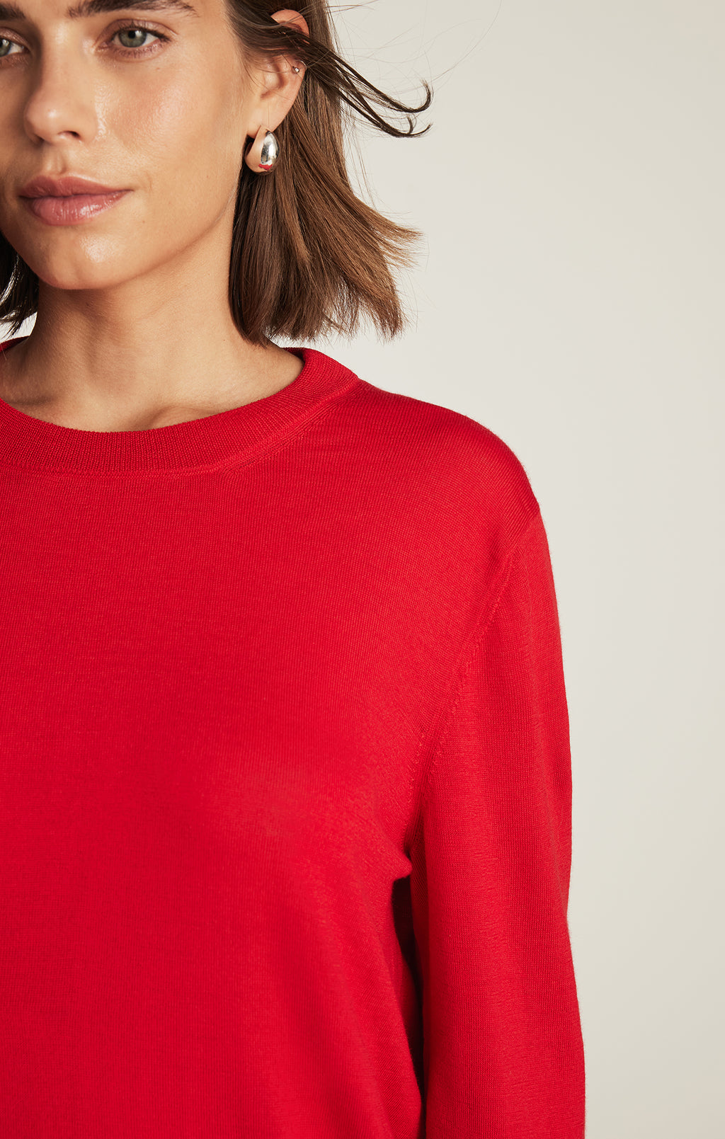 EDITION MERINO WOOL CREW NECK SWEATER IN RIO RED