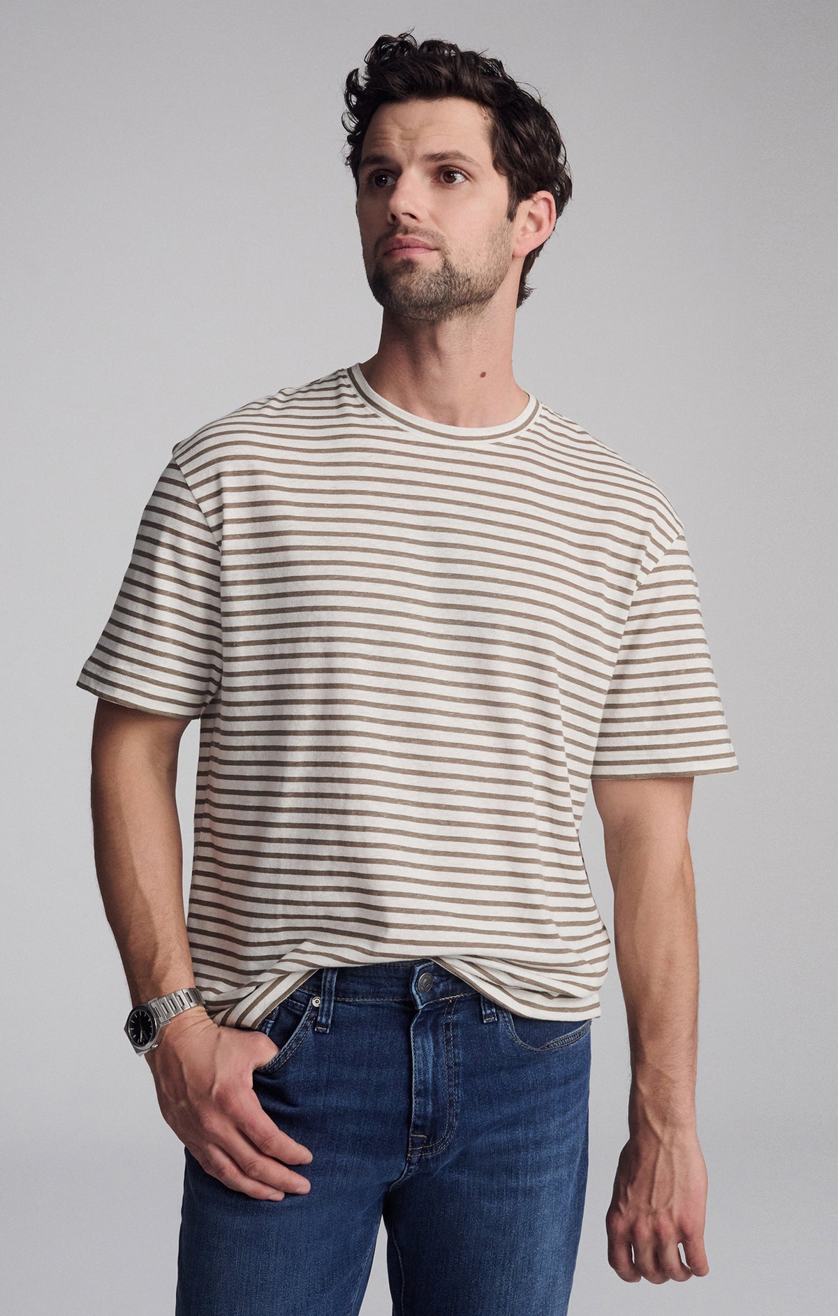 STRIPED SHORT SLEEVE T-SHIRT IN BRINDLE - Mavi Jeans