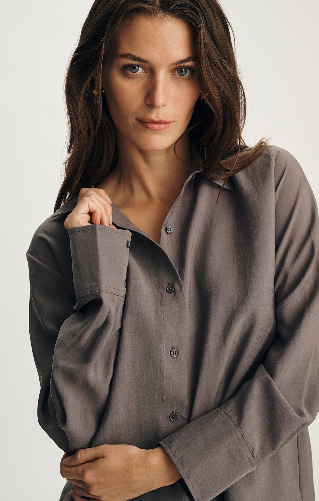 LUXE TOUCH TENCEL™ BUTTON-UP SHIRT IN TORNADO