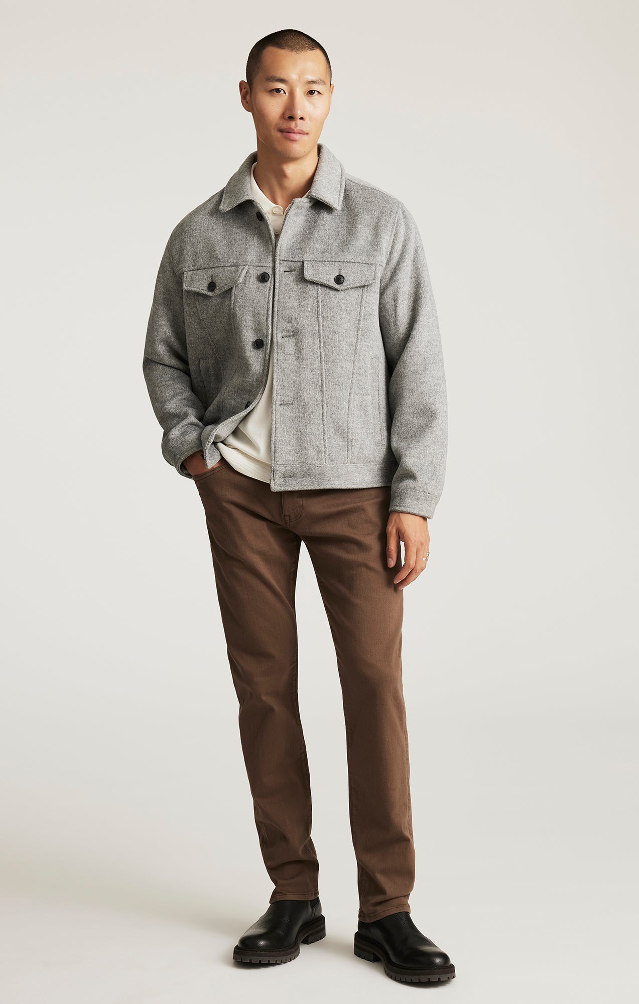 DOUBLE POCKET JACKET IN GREY MELANGE - Mavi Jeans