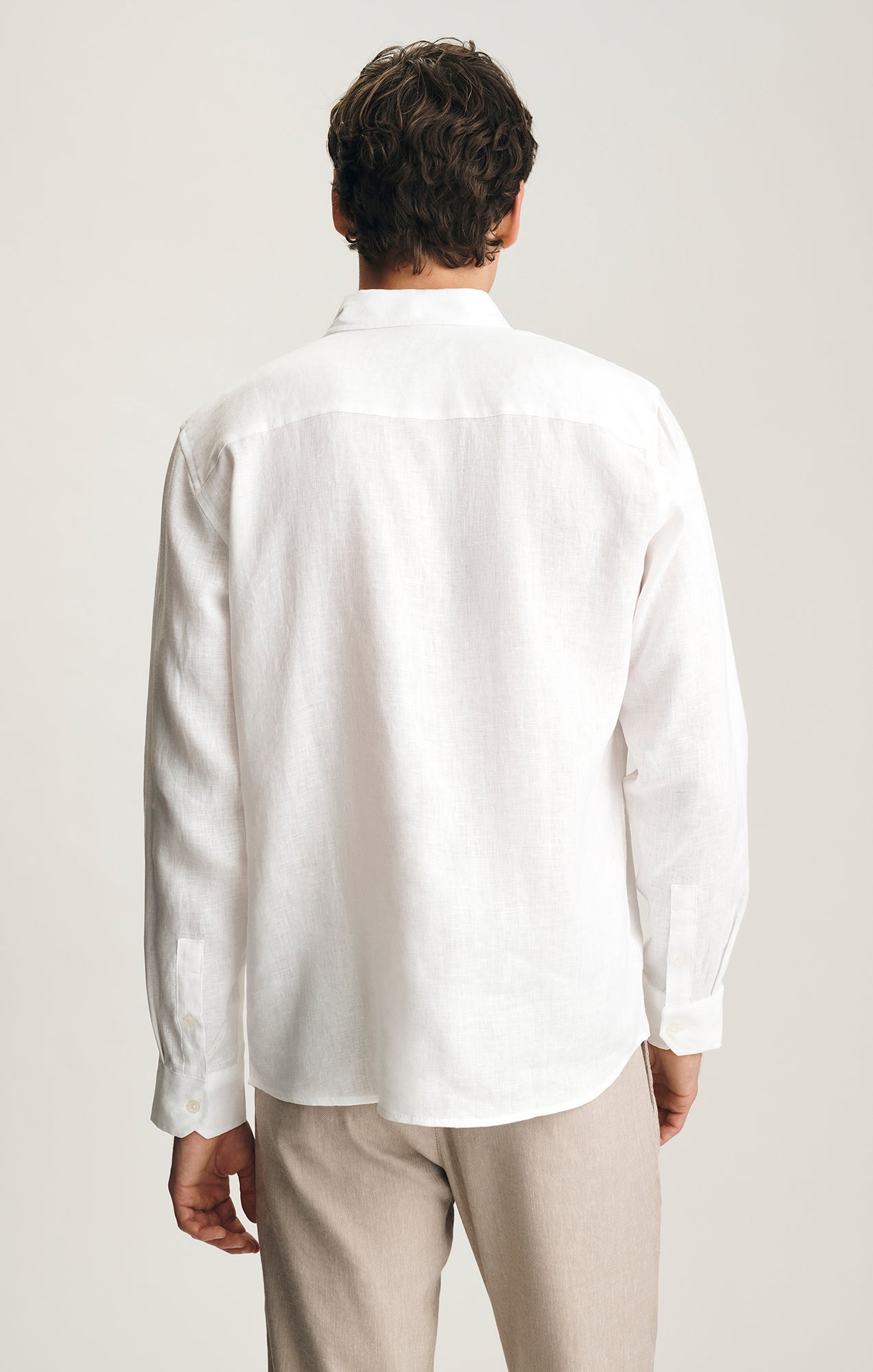 white button up dress shirt Mavi Men's Linen Button-Up Shirt In White