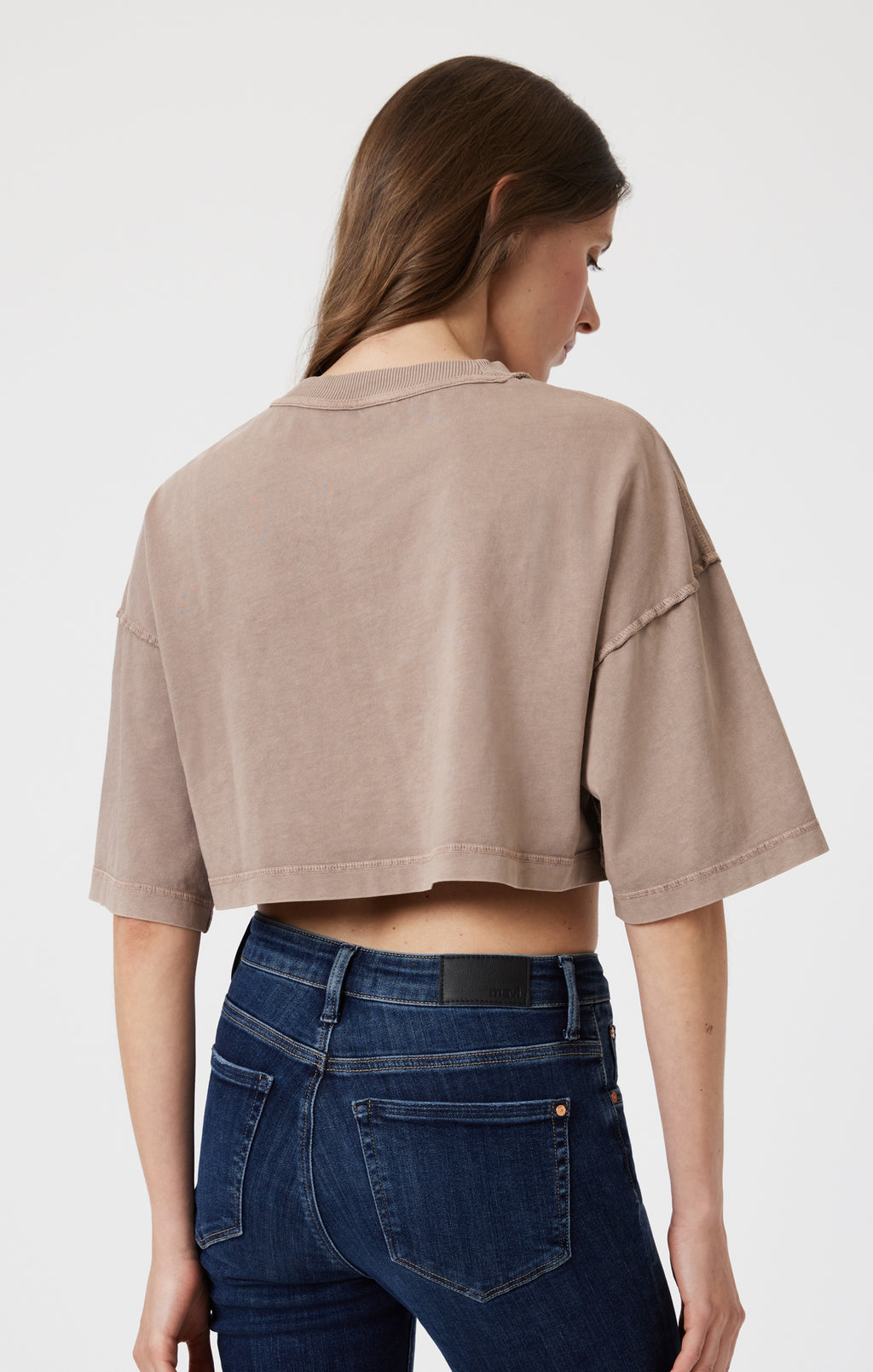 DROP SHOULDER CROPPED T-SHIRT IN MOON ROCK - Mavi Jeans