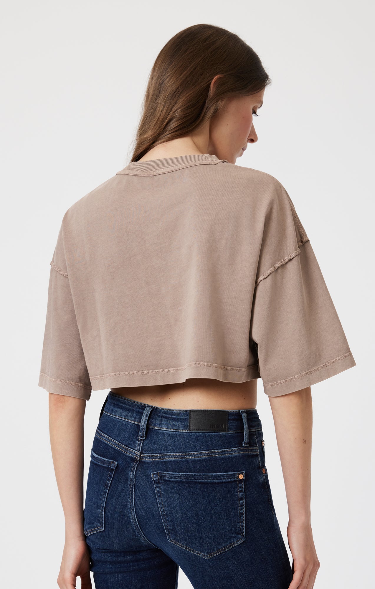 DROP SHOULDER CROPPED T-SHIRT IN MOON ROCK - Mavi Jeans