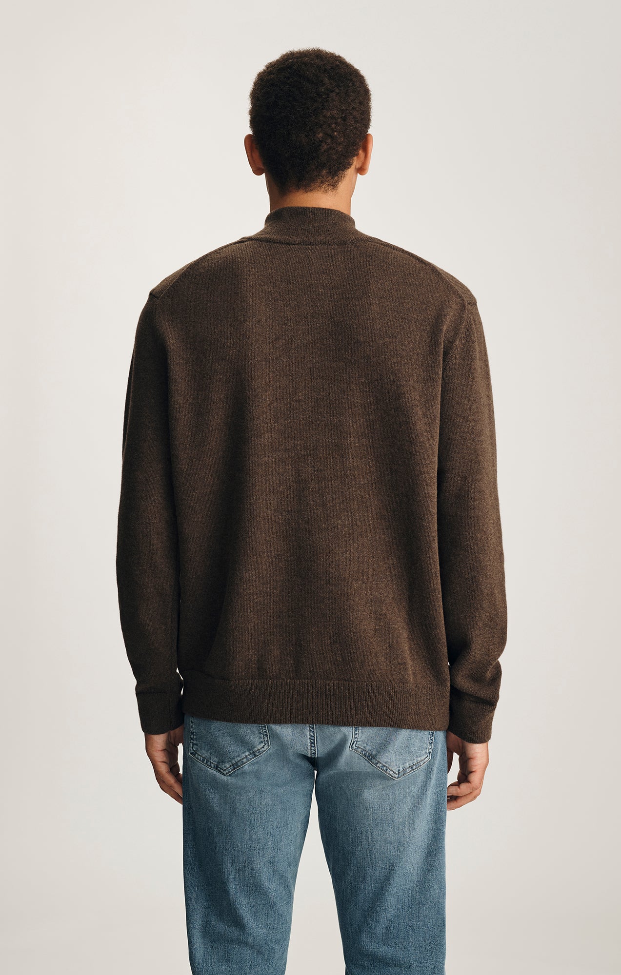HALF ZIP SWEATER IN SEAL BROWN