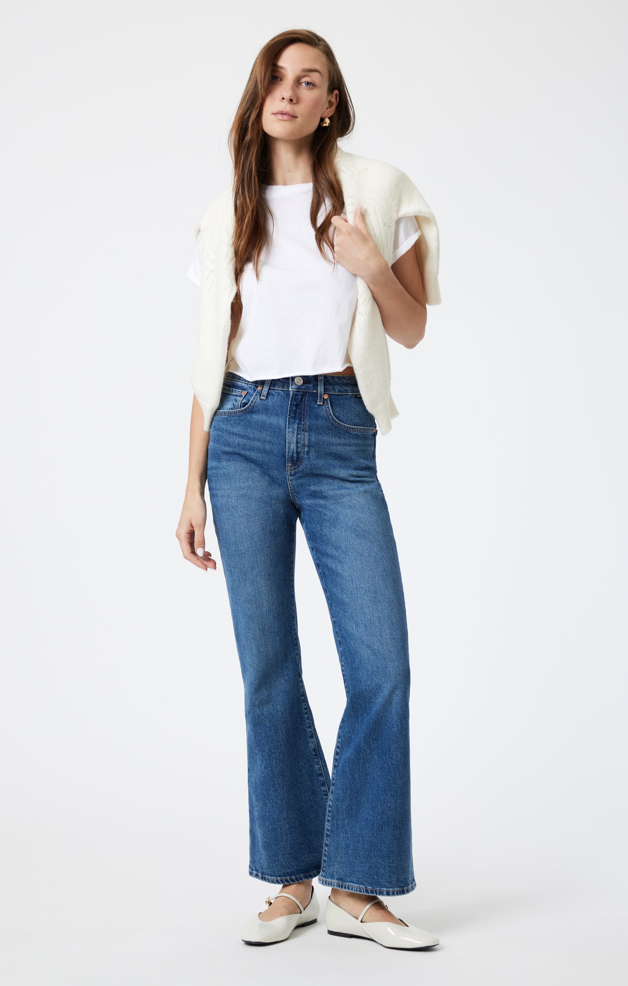 LOS ANGELES FLARE IN MID BRUSHED CLASSIC BLUE - Mavi Jeans