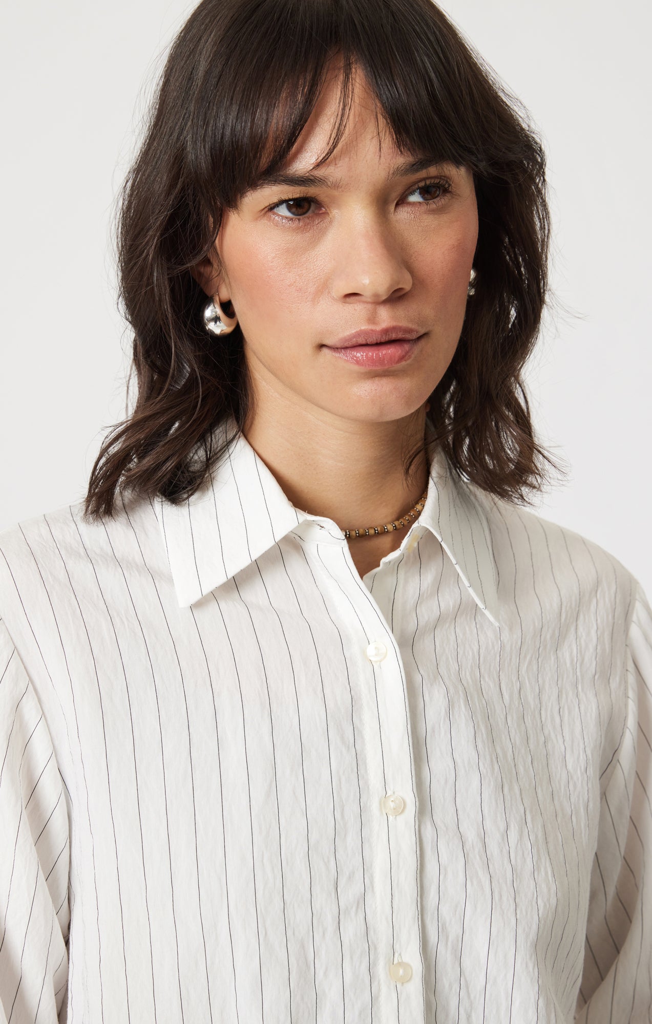LONG SLEEVE BUTTON-UP SHIRT IN BLACK PIN STRIPE - Mavi Jeans