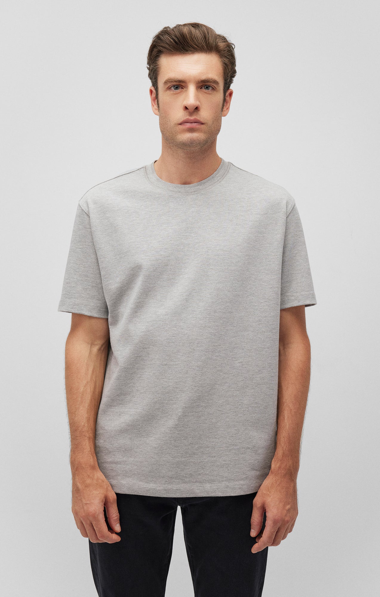 SHORT SLEEVE T-SHIRT IN LIGHT GREY MELANGE - Mavi Jeans