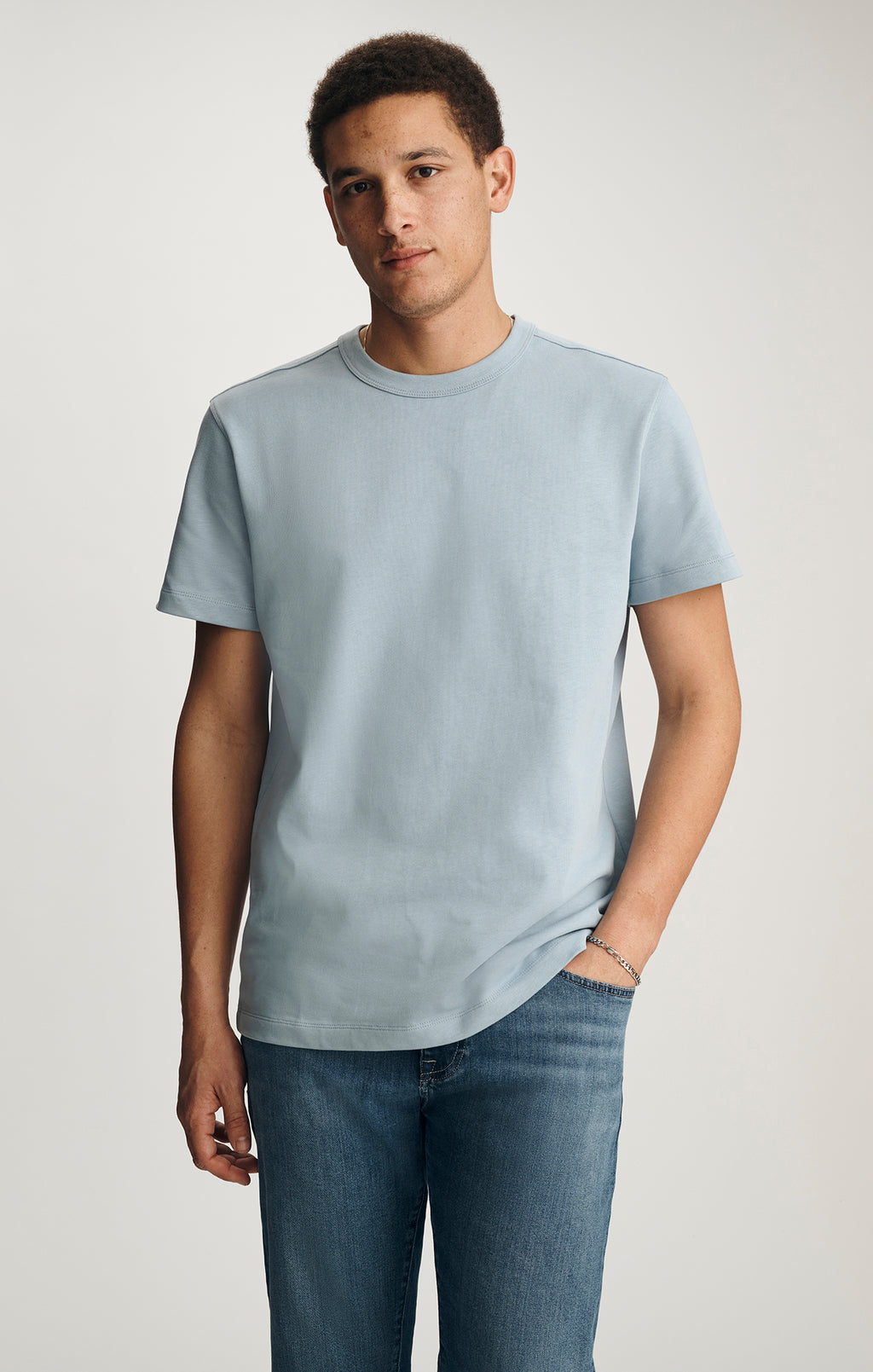 HERITAGE CREW NECK T-SHIRT IN DUSTY BLUE - Mavi Jeans