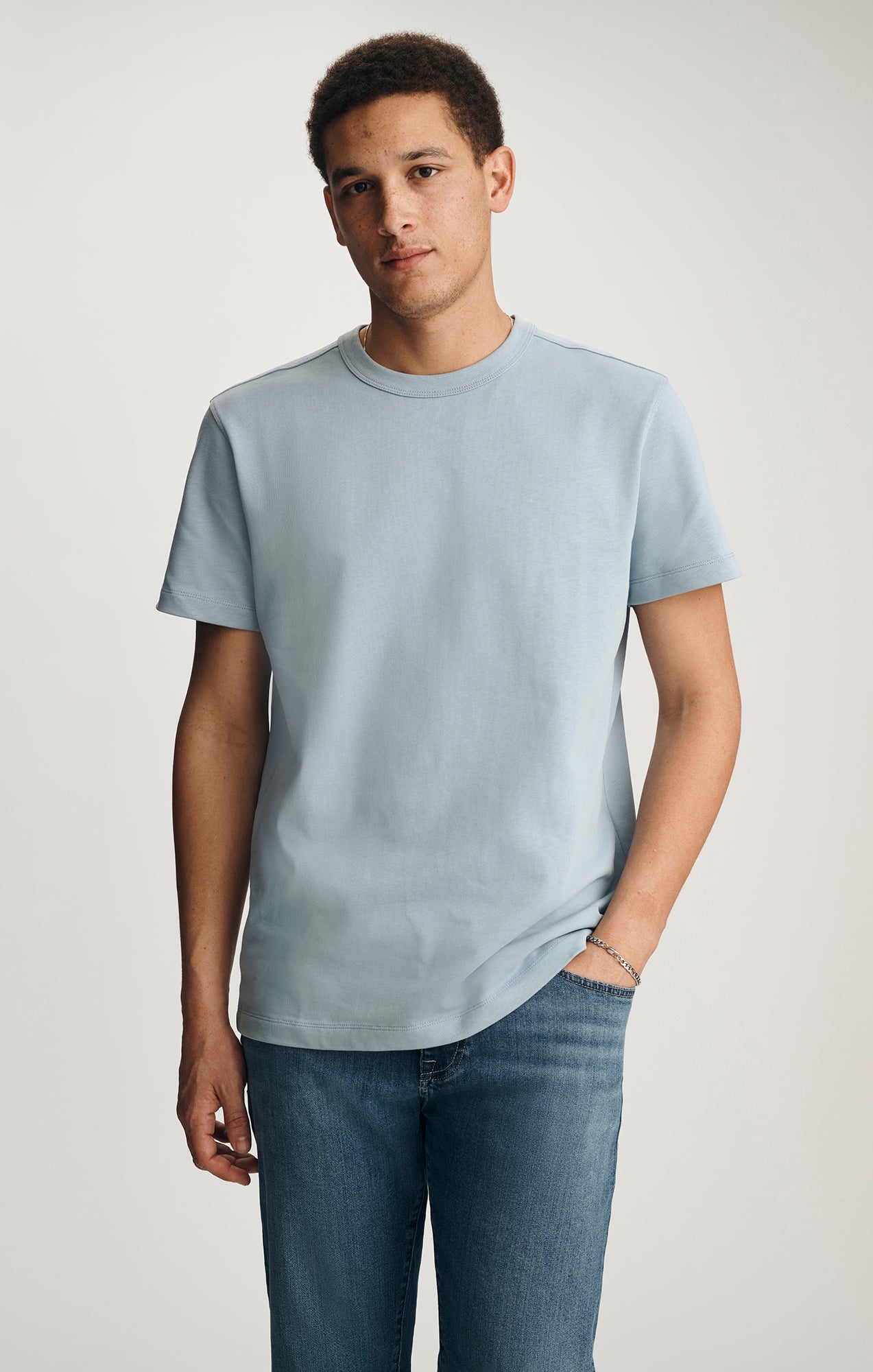 HERITAGE CREW NECK T-SHIRT IN DUSTY BLUE - Mavi Jeans