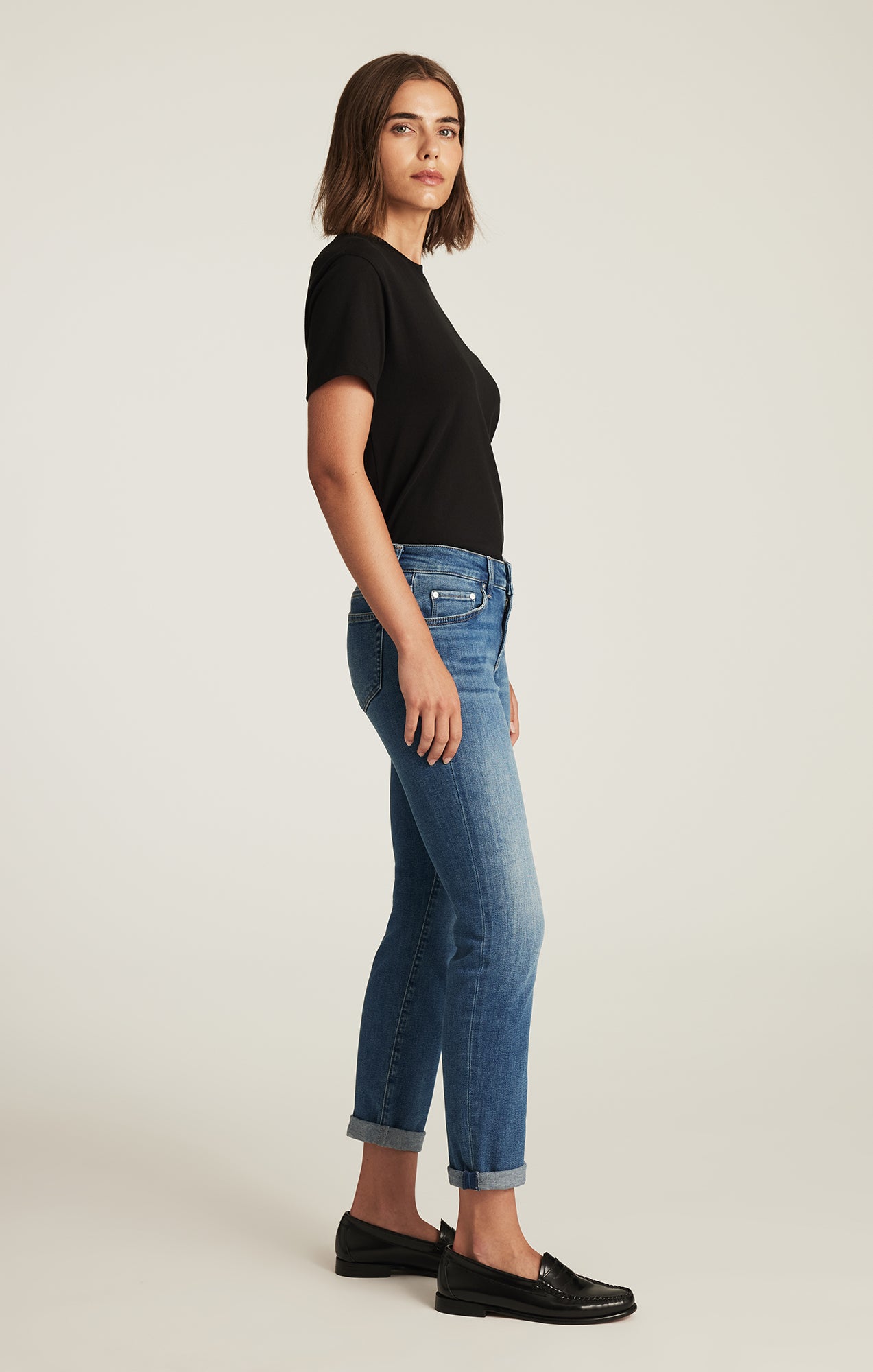 EMMA SLIM BOYFRIEND IN USED BRUSHED TRIBECA - Mavi Jeans