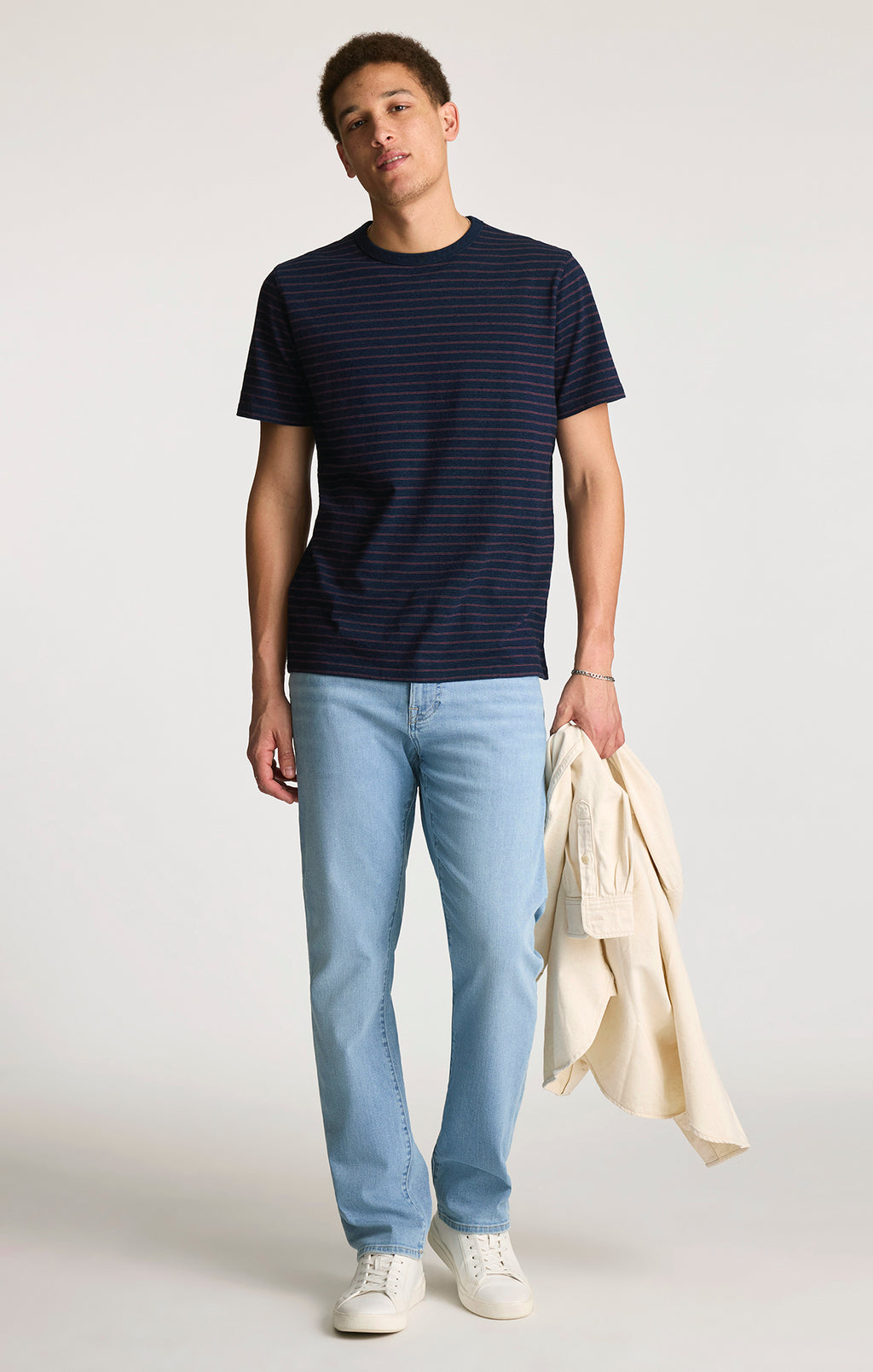 CREW NECK T-SHIRT IN INDIGO STRIPE - Mavi Jeans