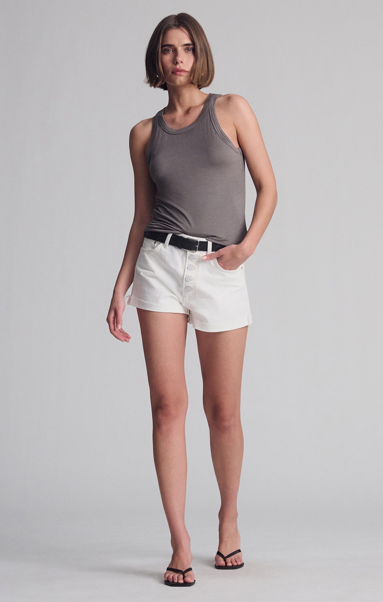 SIMPLE TANK TOP IN DARK GULL GRAY - Mavi Jeans