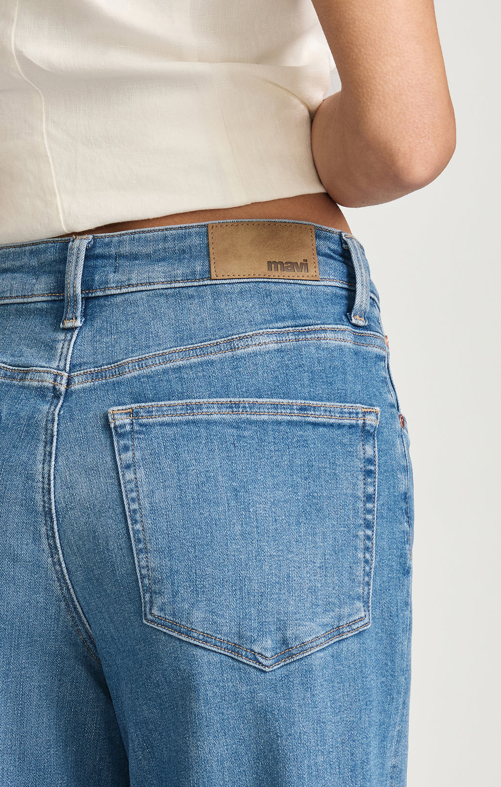 PALOMA CROPPED WIDE LEG IN MID BRUSHED FLEX BLUE - Mavi Jeans