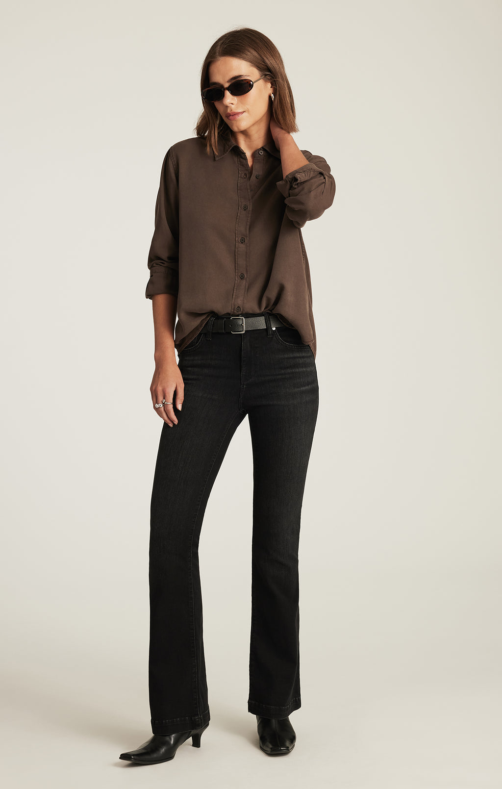 EDITION TENCEL™ BUTTON-UP SHIRT IN CHOCOLATE BROWN
