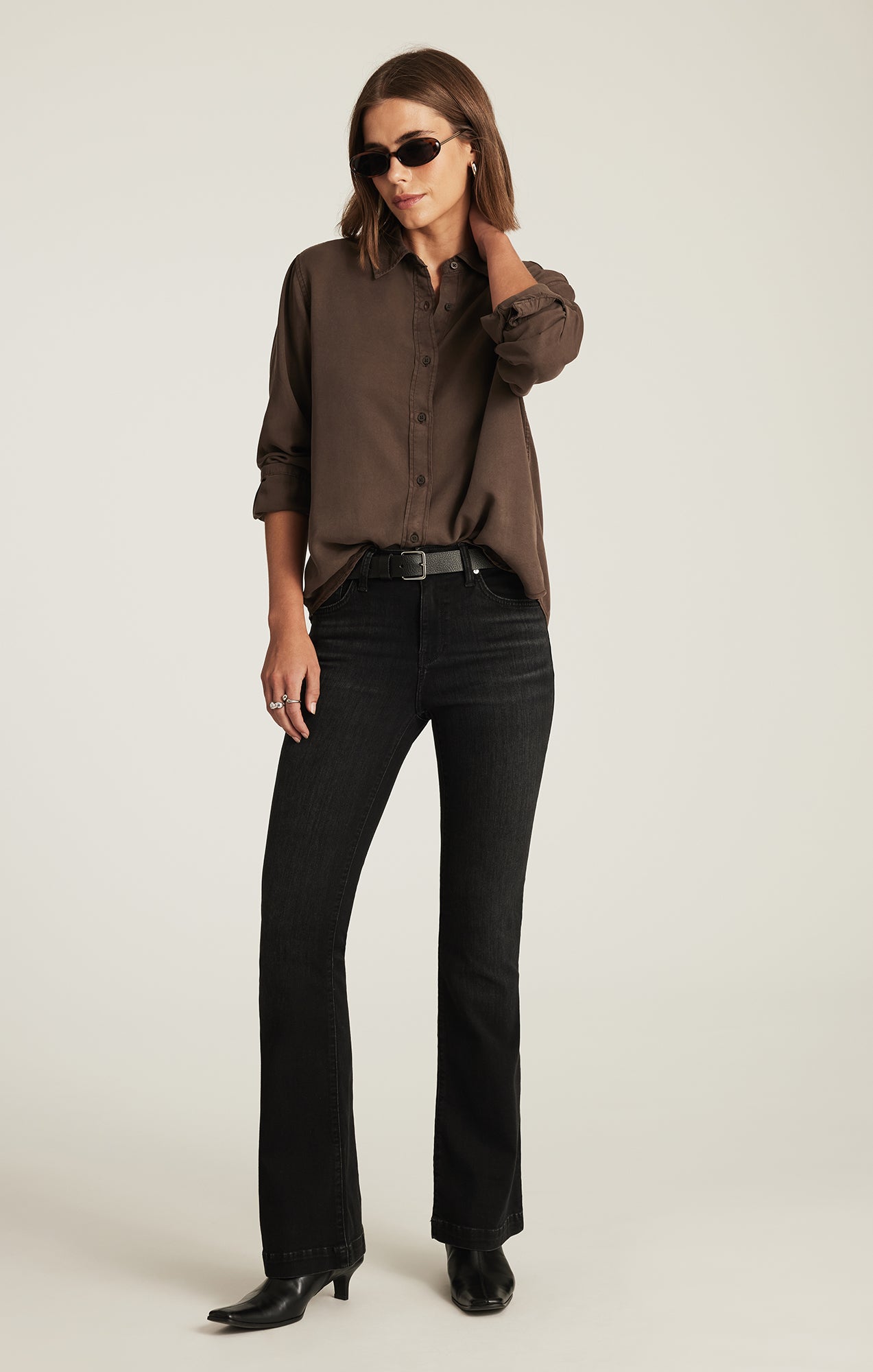 EDITION TENCEL™ BUTTON-UP SHIRT IN CHOCOLATE BROWN