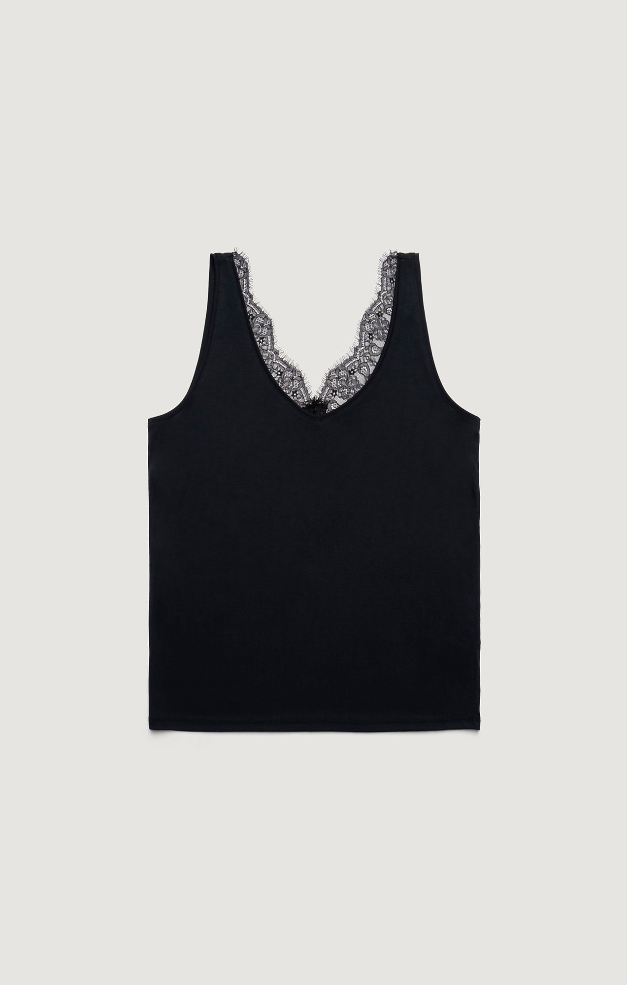LUXE TOUCH TENCEL™ LACE TANK TOP IN BLACK