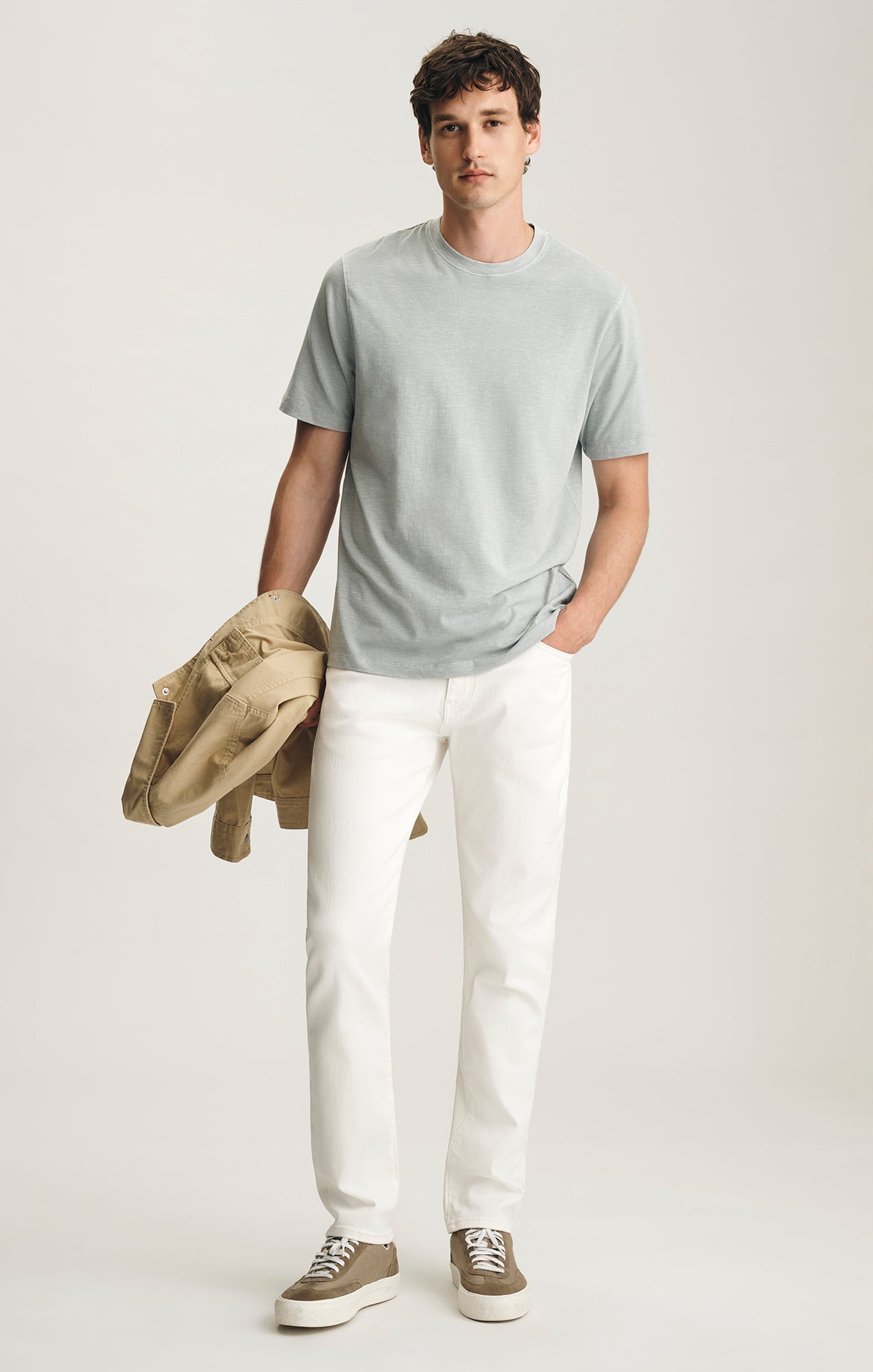 SOFT SLUB CREW NECK T-SHIRT IN AQUA GREY - Mavi Jeans