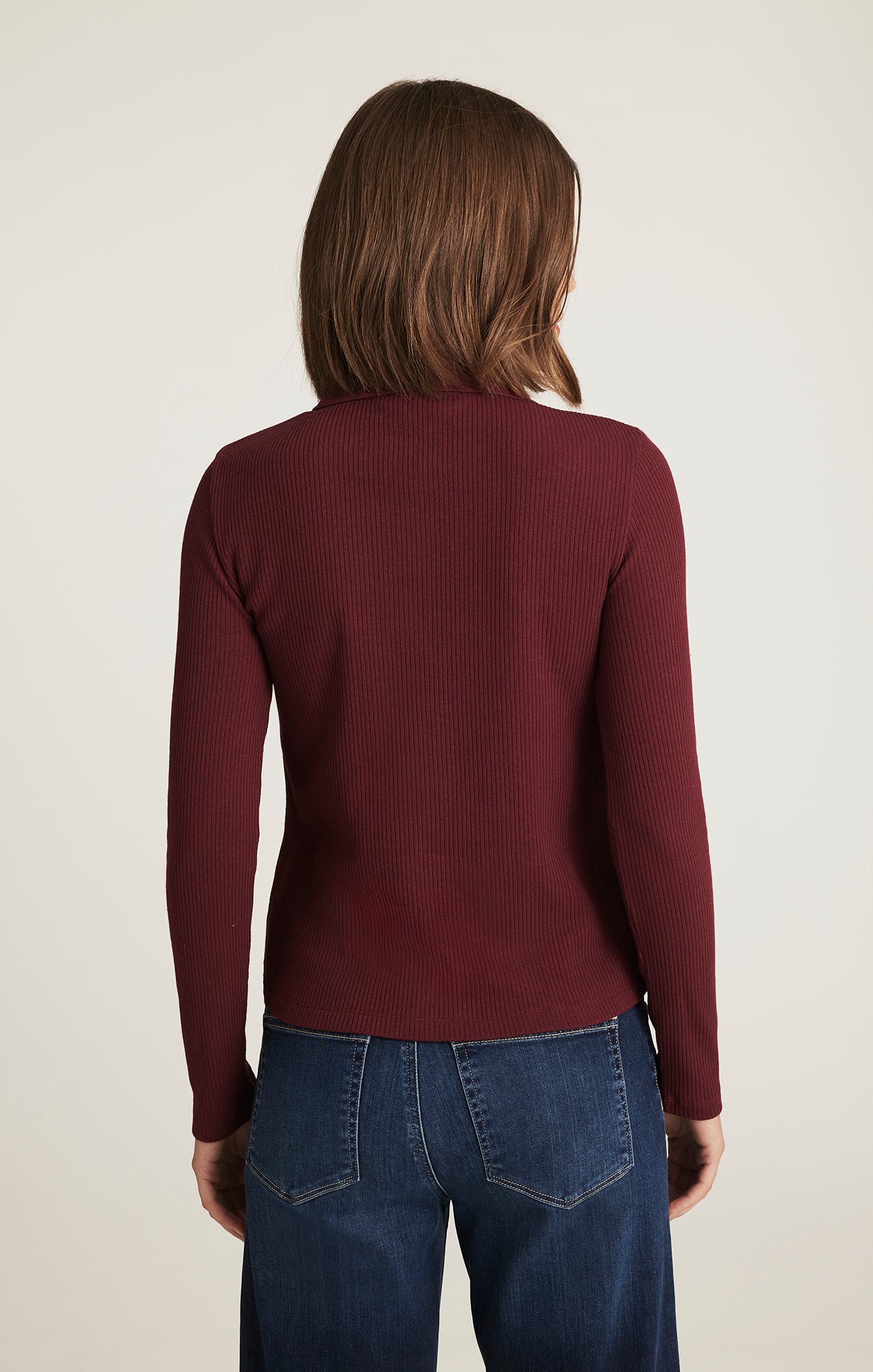 LONG SLEEVE POLO T-SHIRT IN ZINFANDEL - Mavi Jeans