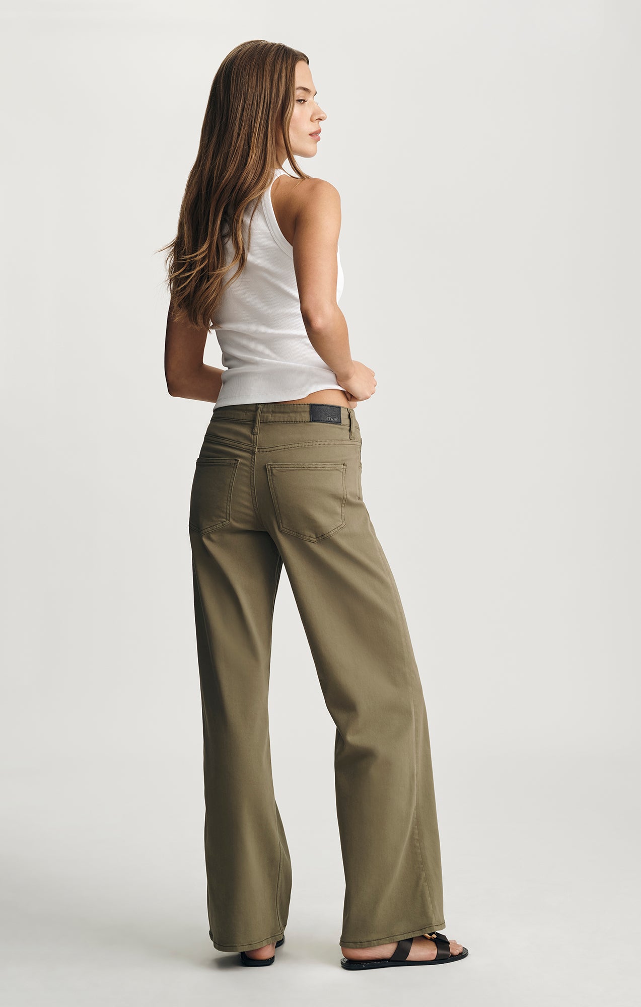ALENA WIDE LEG IN DARK OLIVE SATEEN - Mavi Jeans