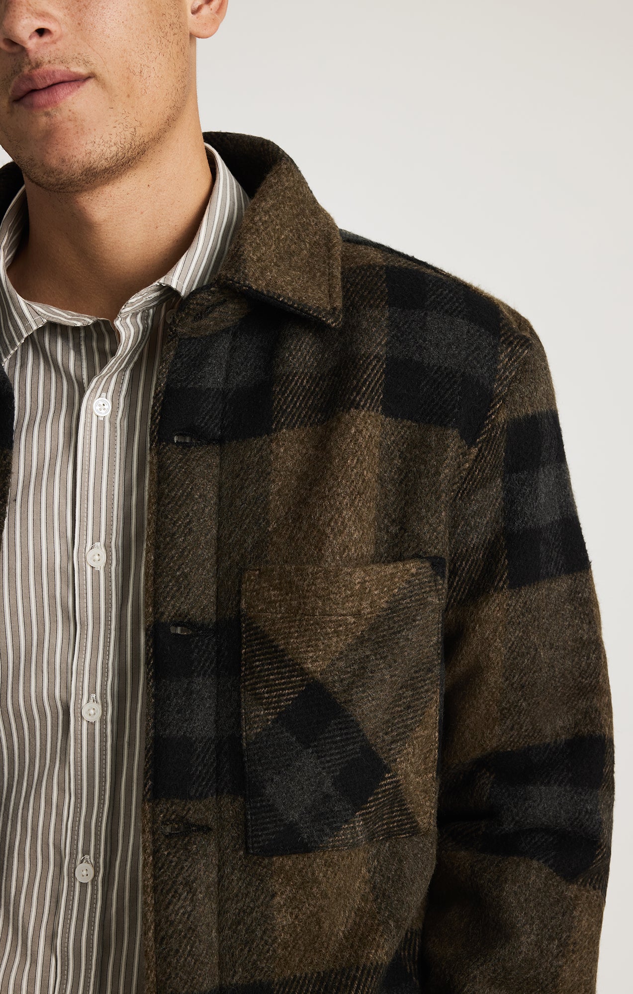 PLAID SHIRT JACKET IN BLACK