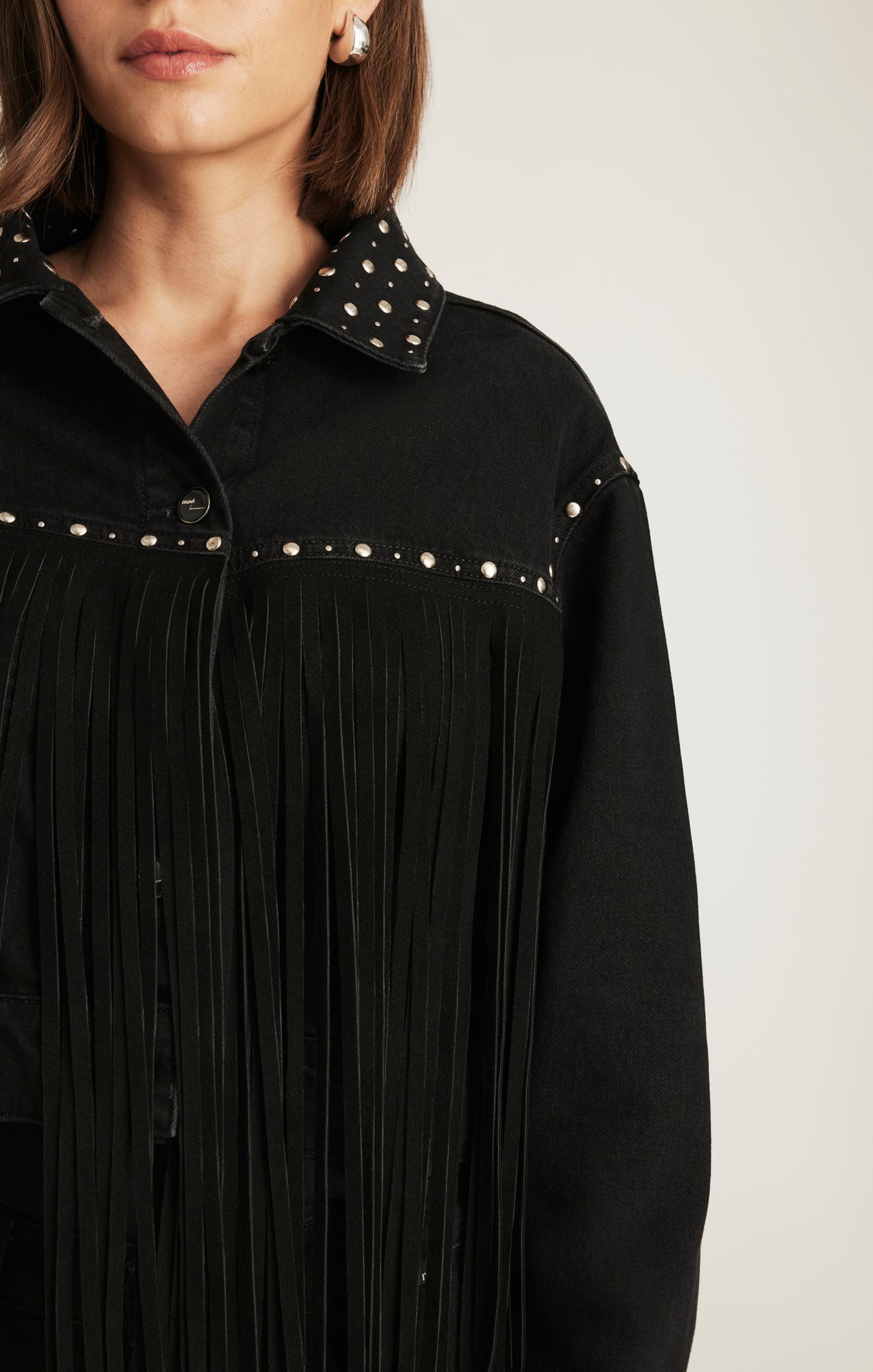 JENNA FRINGE DENIM JACKET IN SMOKE FRINGE DENIM - Mavi Jeans
