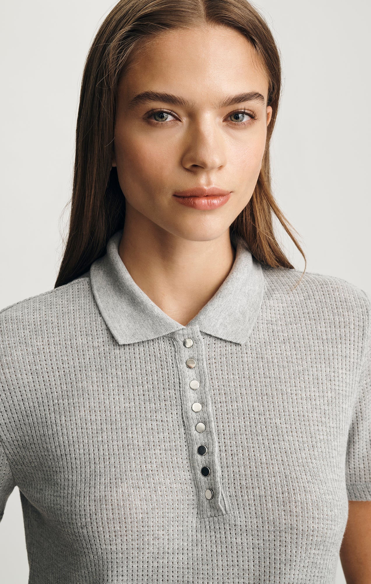 SHORT SLEEVE POLO T-SHIRT IN MID GREY MELANGE - Mavi Jeans