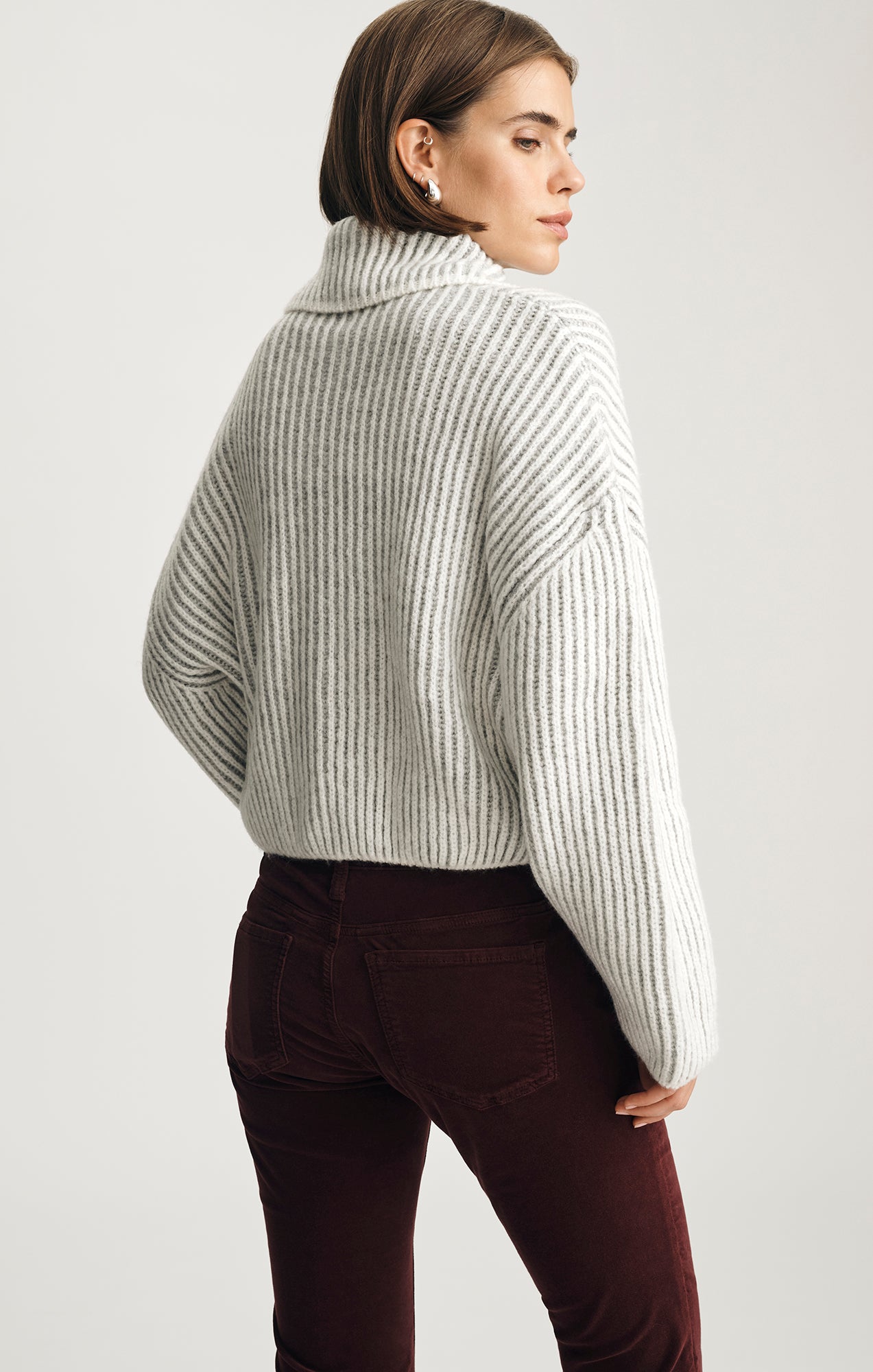 ZIP DETAIL SWEATER IN ANTIQUE WHITE STRIPE