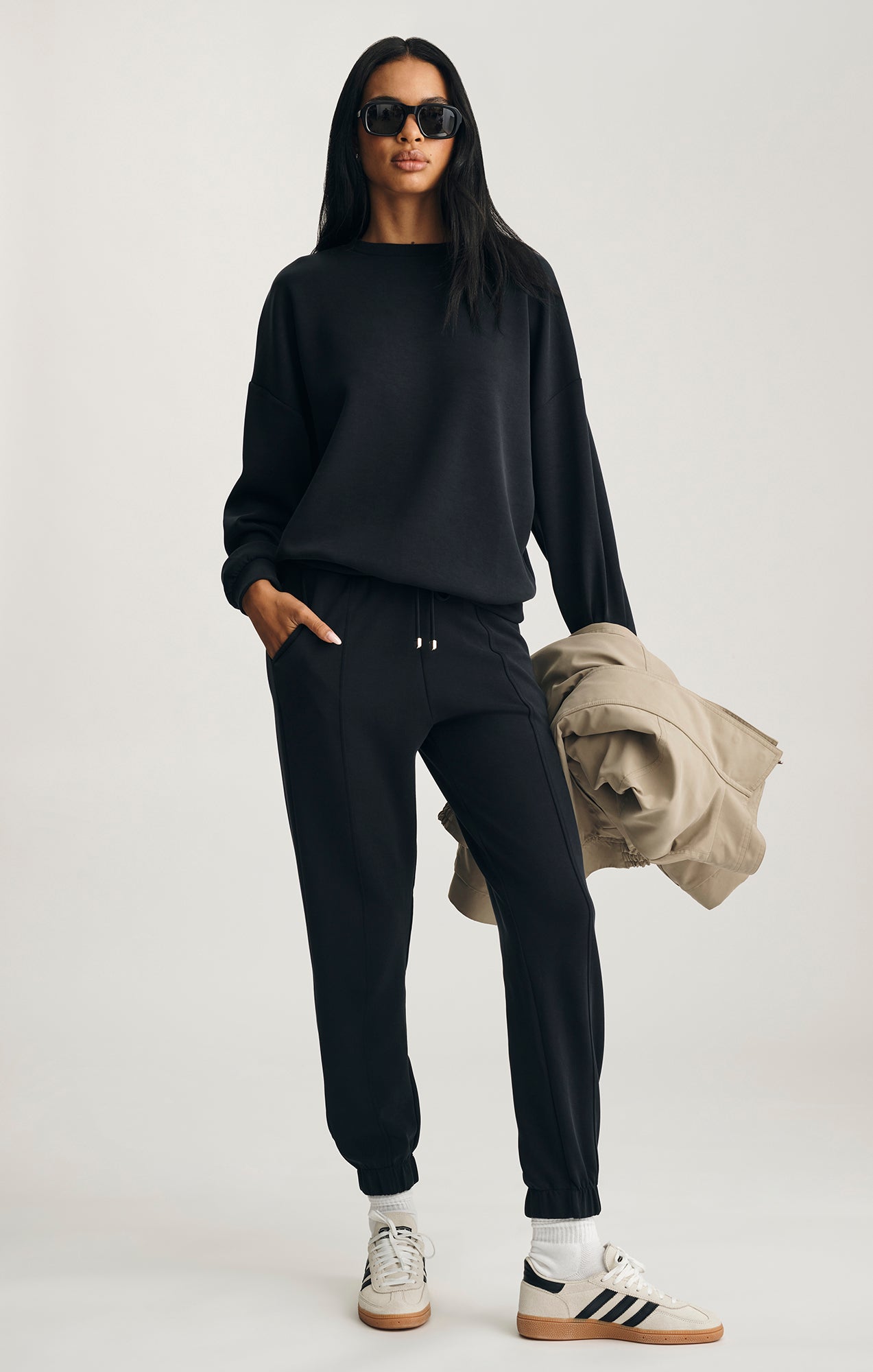 LUXE TOUCH TENCEL™ SWEATSHIRT IN BLACK