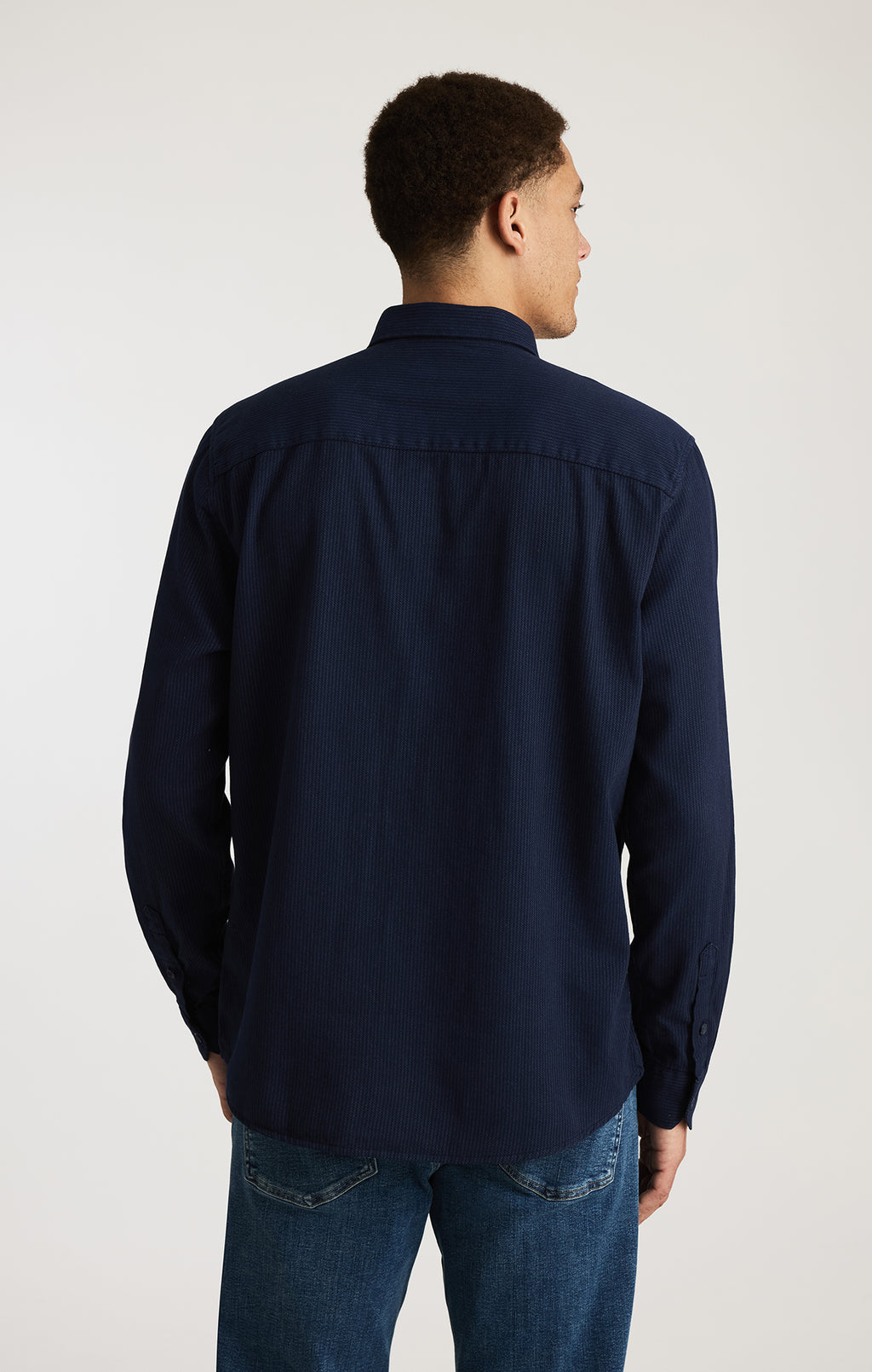 EDITION STRIPED BUTTON-UP SHIRT IN INDIGO