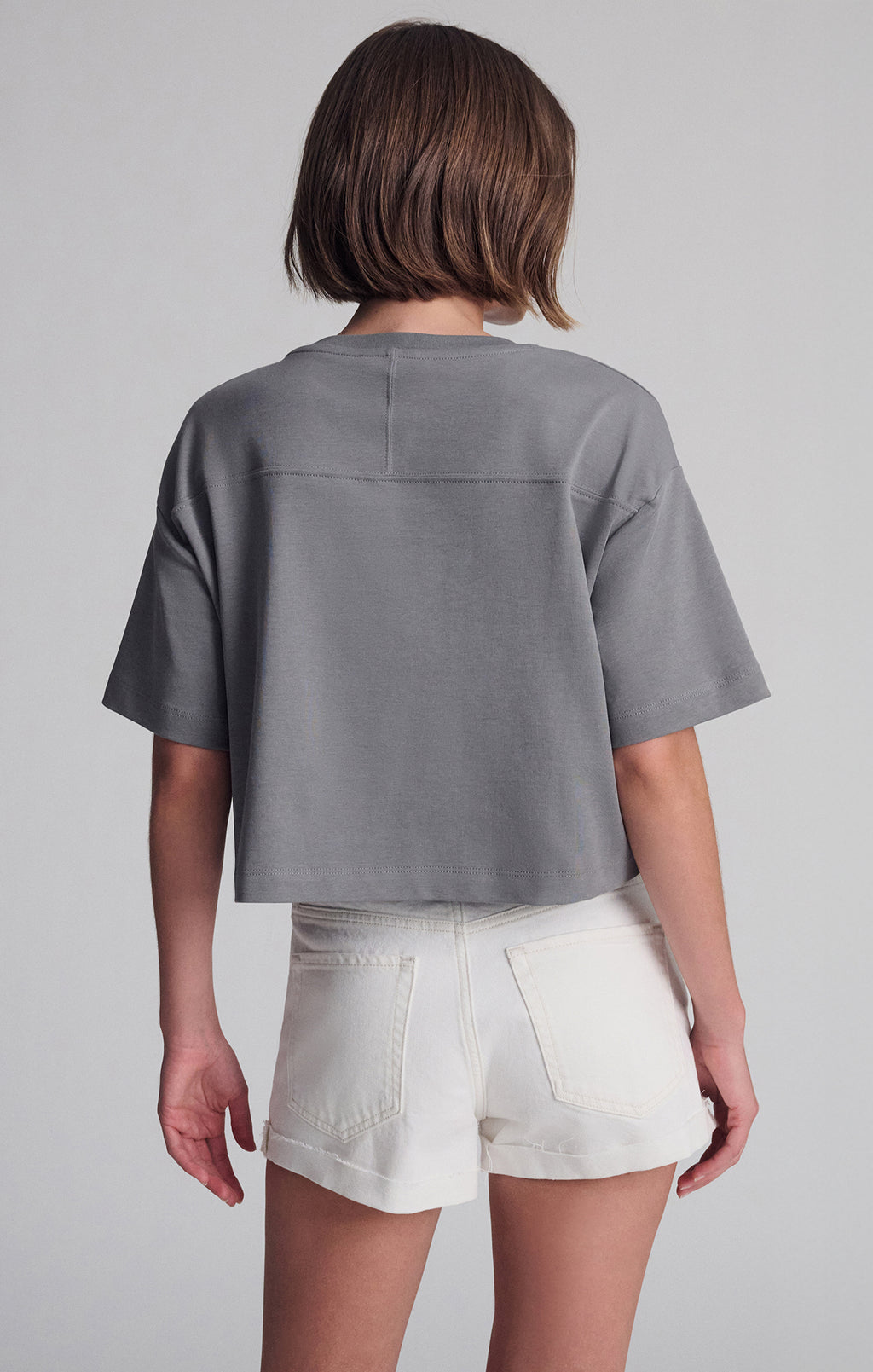 SPORTY LUXE CREW NECK T-SHIRT IN SILENT STORM - Mavi Jeans