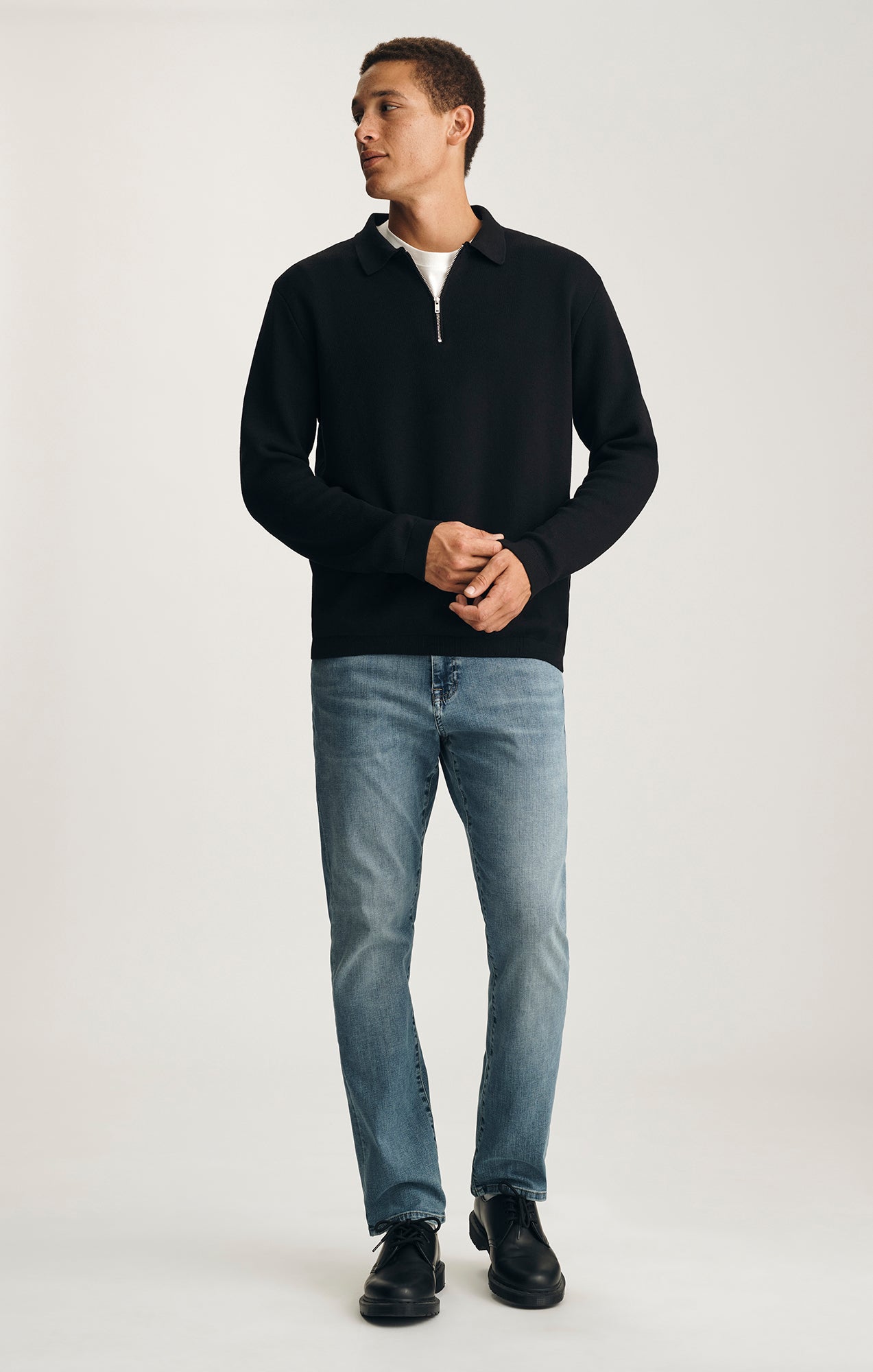 HALF ZIP SWEATER IN BLACK