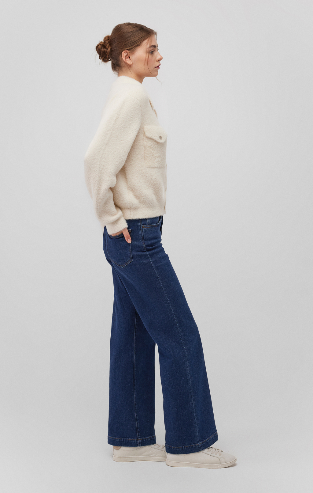 BUTTON CARDIGAN IN ANTIQUE WHITE - Mavi Jeans