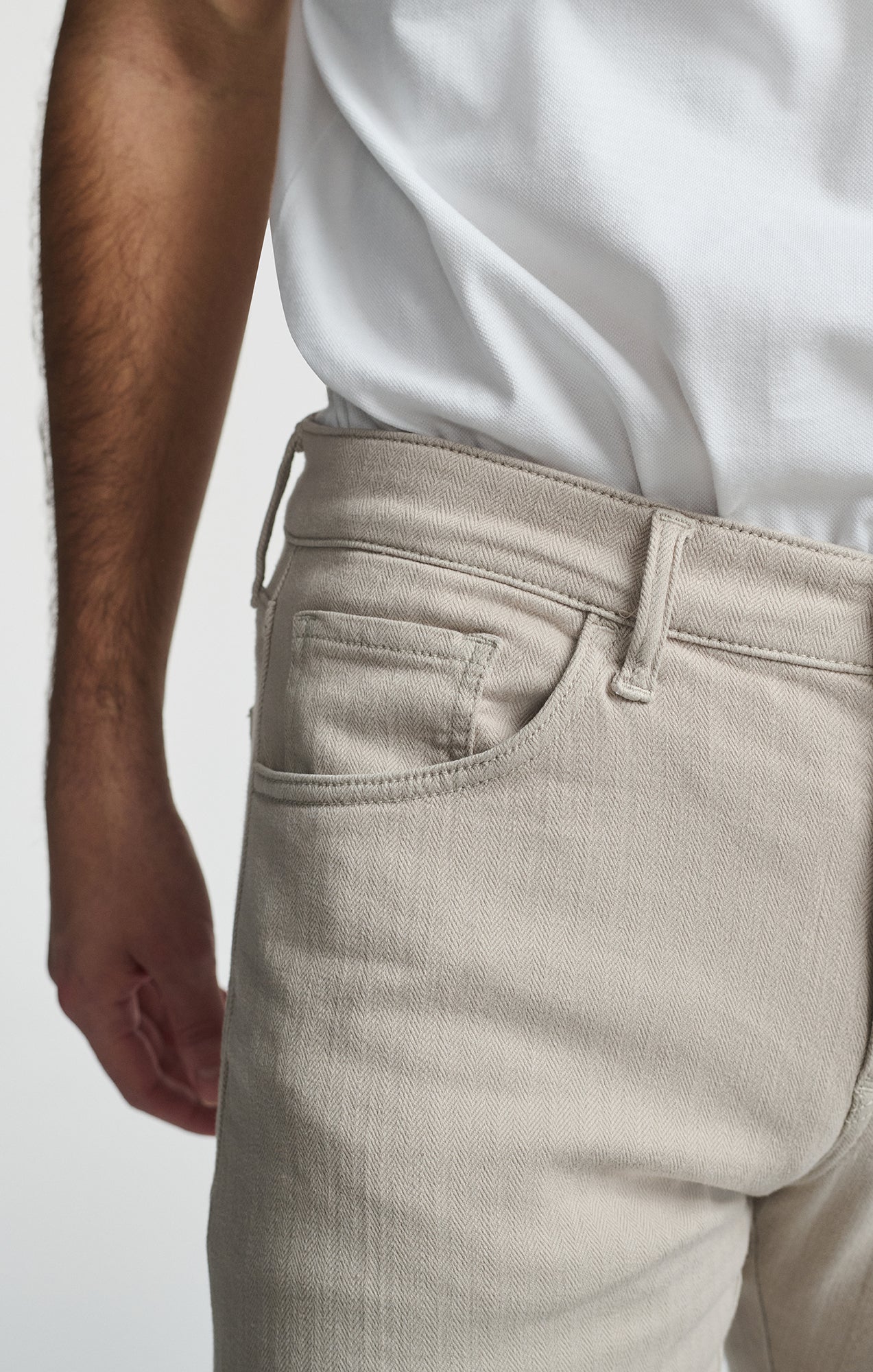 JAKE SLIM LEG IN OYSTER HERRINGBONE - Mavi Jeans