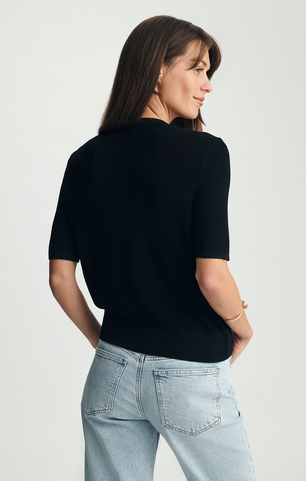 SHORT SLEEVE SWEATER Black - Mavi Jeans