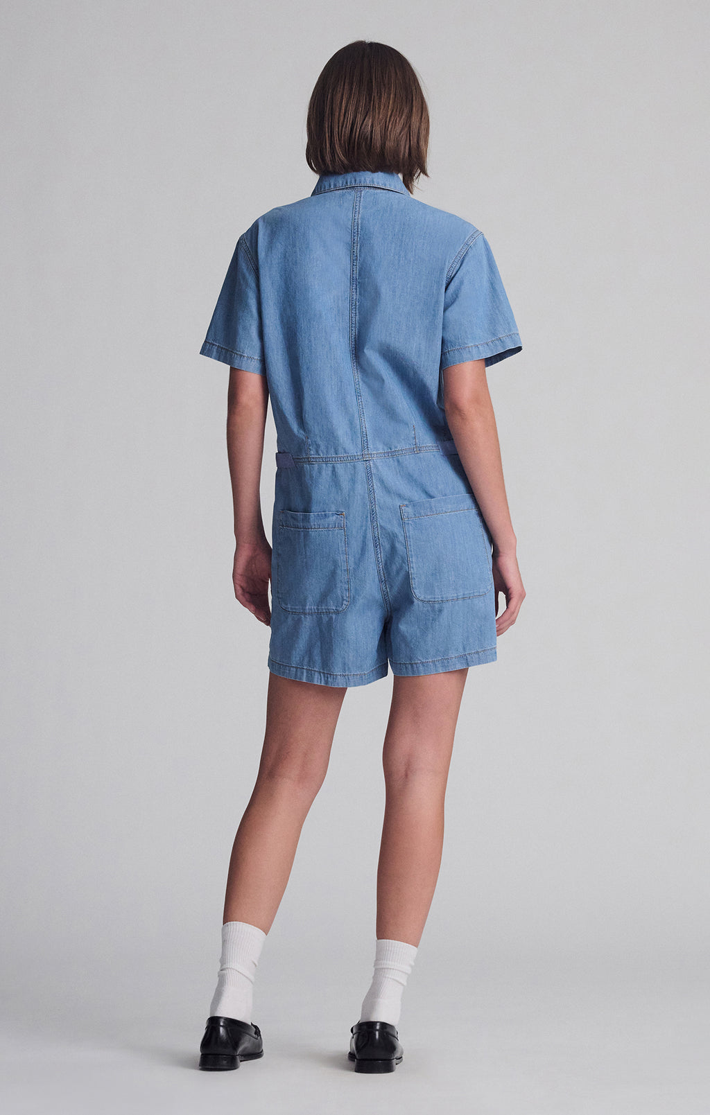 NOREEN DENIM ROMPER IN MID VINTAGE LIGHT DENIM - Mavi Jeans
